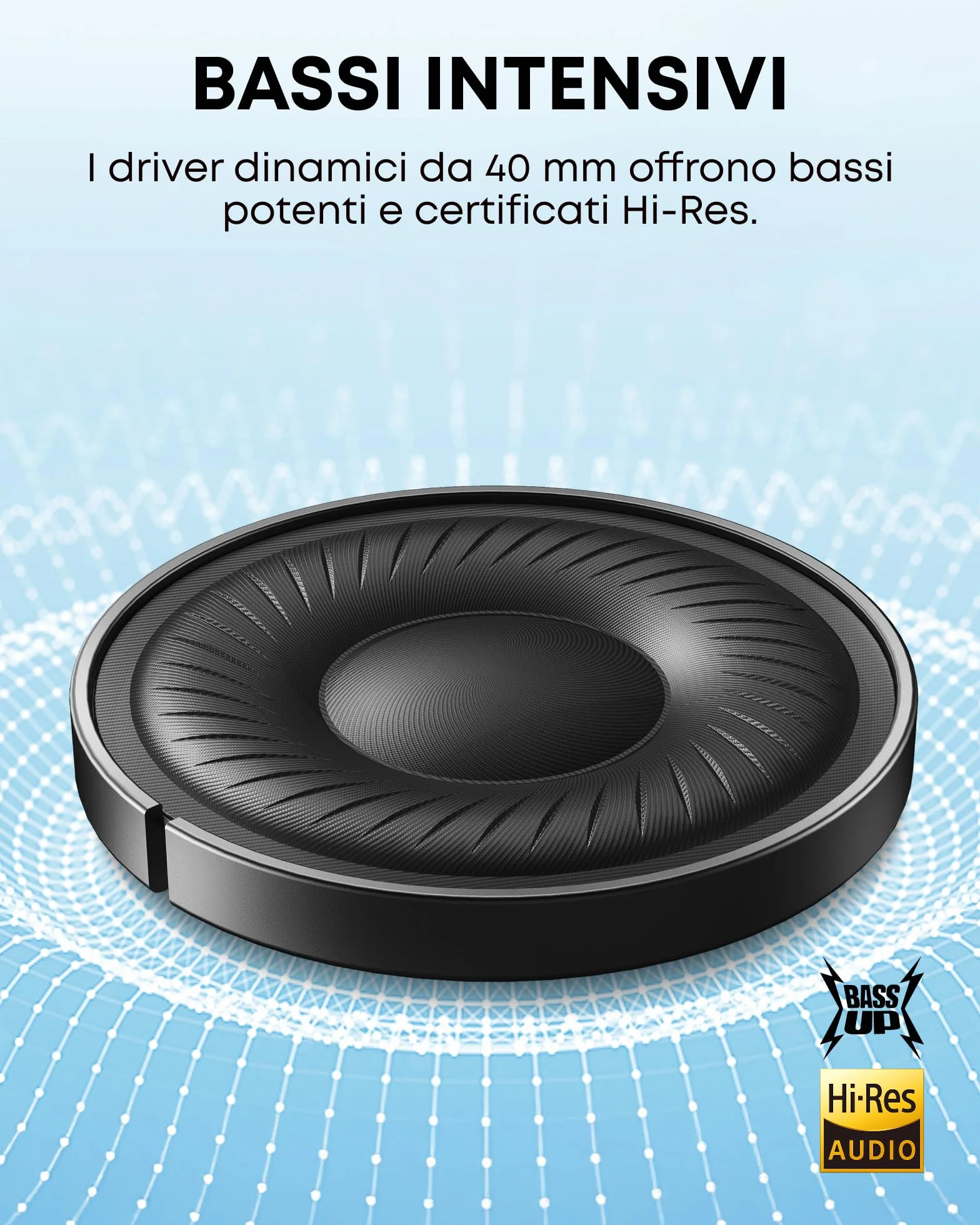 soundcore by Anker Q20i - Cuffie wireless Bluetooth over-ear con cancellazione ibrida attiva del rumore, 40 ore di riproduzione in modalità ANC, personalizzazione tramite app (nero)(ricondizionato)