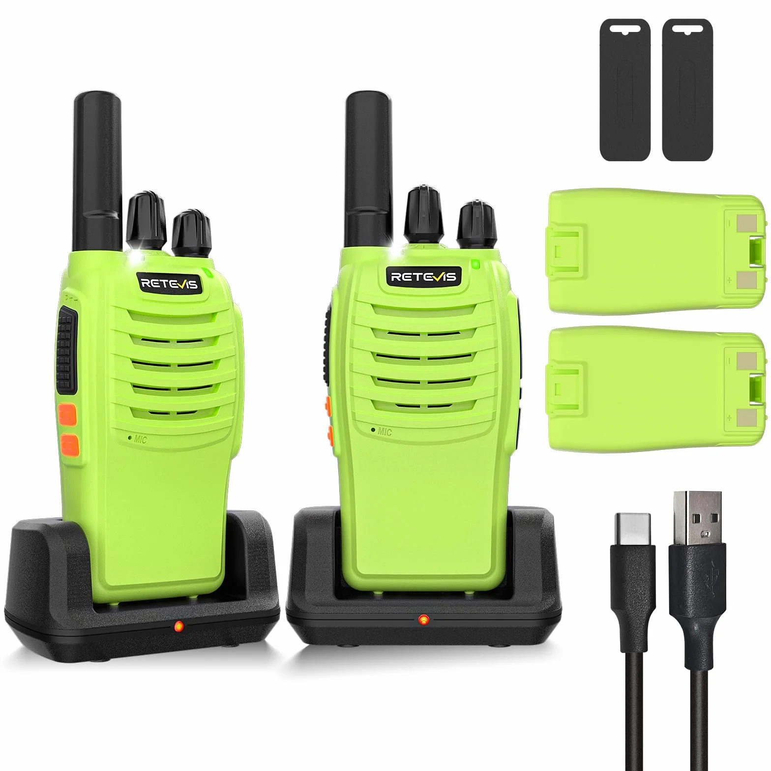 Retevis H777 Walkie Talkie Professionale con Batteria Ricaricabile, VOX, Type-C, Torcia, 1 Coppia