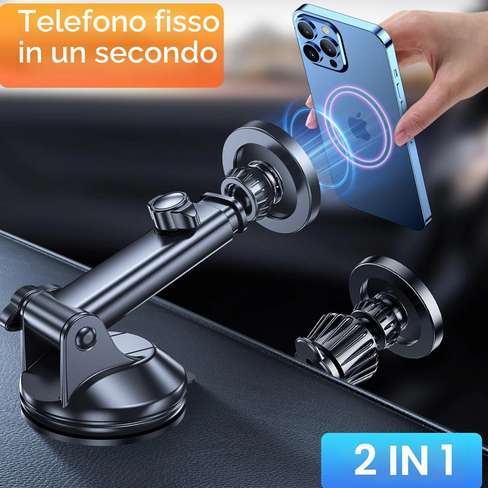 Porta Cellulare Auto Magsafe,Supporto Magnetico Cellulare Auto Ventosa【2025 Ventose Aggiornate】Portacellulare auto Universale Portatelefono da Automobile per iPhone 17 Pro16 15 14 13,Tutti Smartphone