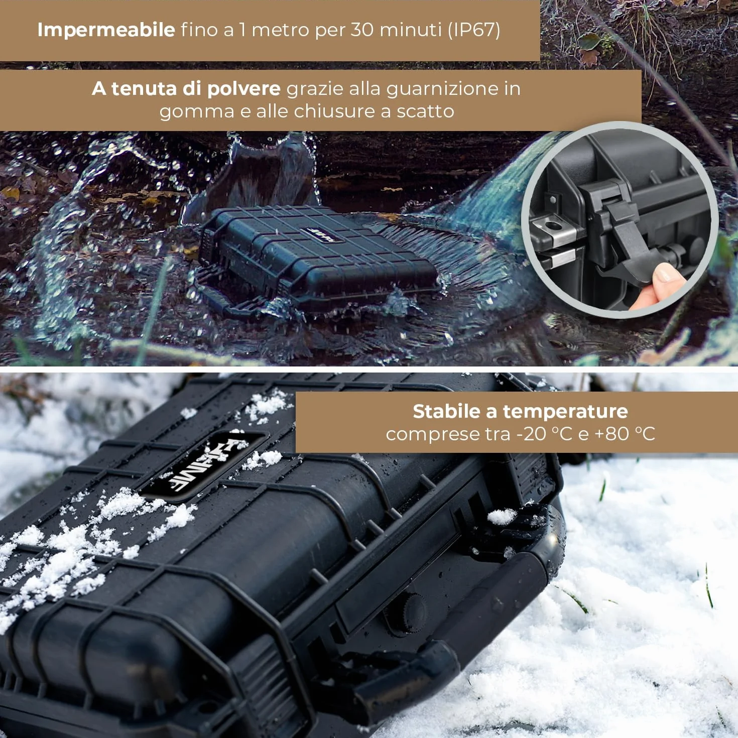 HMF Valigetta Fotografica Outdoor Custodia Rigida 27 x 24,5 x 13 cm