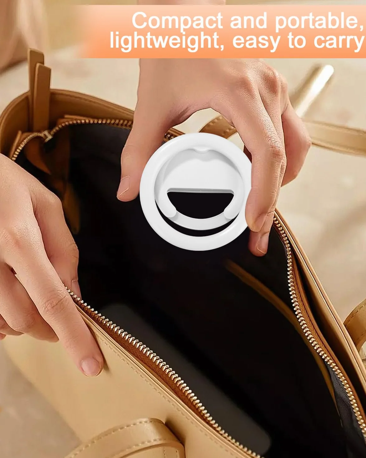 Ring Light Telefono Bianco,Temperatura Colore Regolabile da 3000K a 7000K, 5 livelli di Luminosità Regolabili, Adatto per Selfie, Laptop/Tablet,YouTube, TikTok, Video