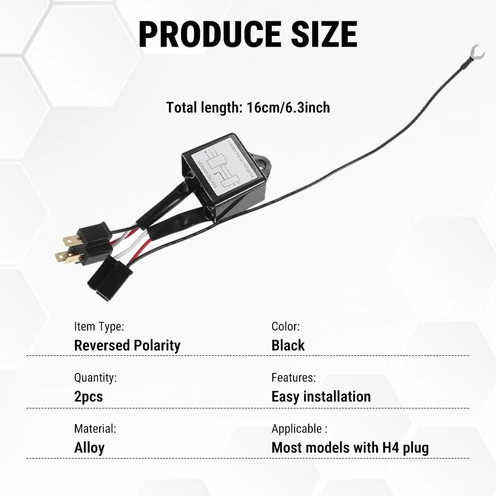 Convertitore di Polarità, 2 Pezzi Invertitore di Polarità, LED/HID Interruttore Negativo Adattatore per H4, Convertitore Negativo Polare, per Tutti i Tipi di Auto