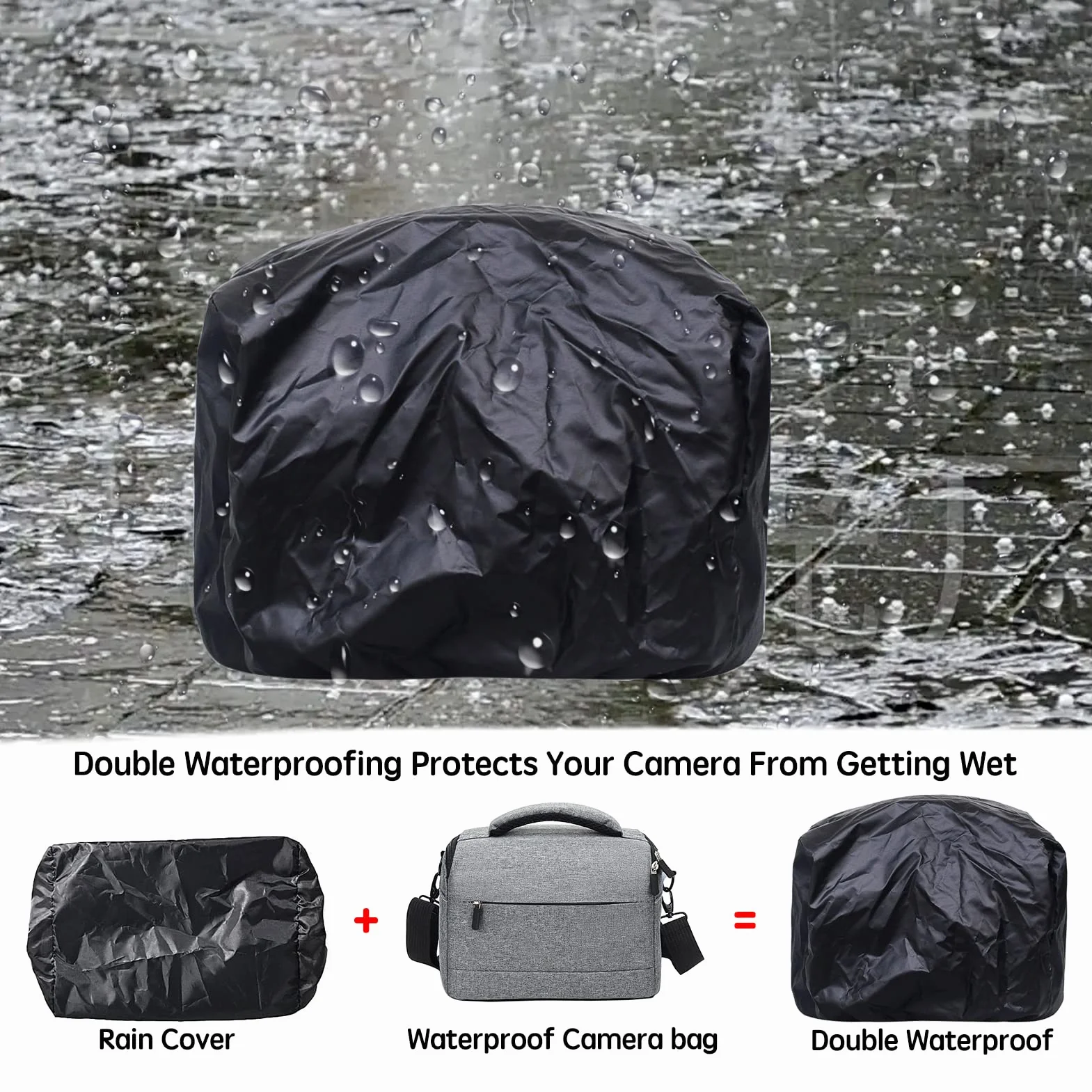 Borsa Fotografica 26 x 19 x 15 cm Custodia Macchina Reflex Videocamera Impermeabile Antiurto Slr Bag con Tracolla Regolabile e Parapioggia per Dslr Digitale Camera, Grigio