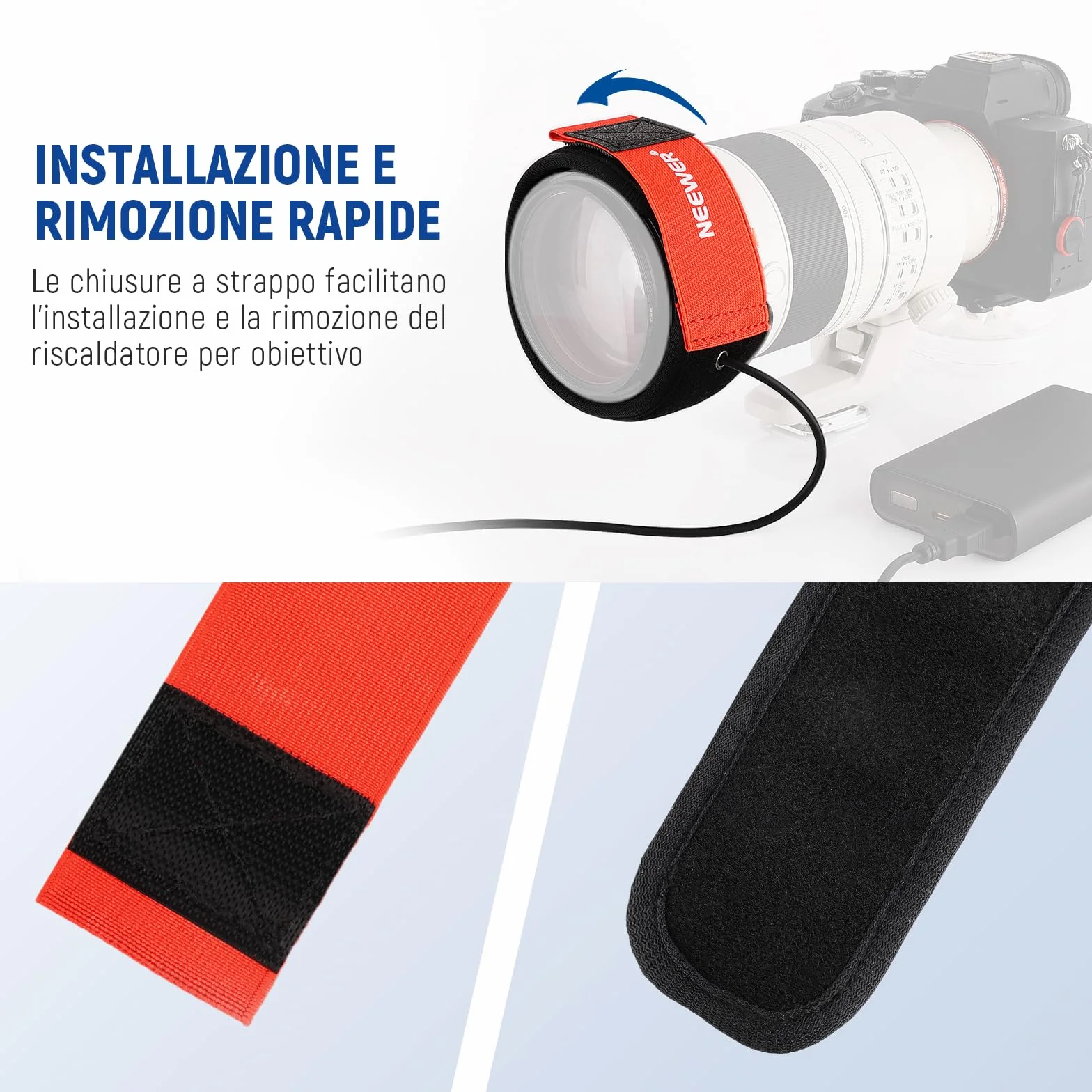 NEEWER Riscaldatore Obiettivo USB da 16"/400mm con 3 Impostazioni Temperatura, Striscia Riscaldante Anticondensa Antinebbia per Fotocamera DSLR Mirrorless Telescopi Binocoli Astrofotografia, HW-17B
