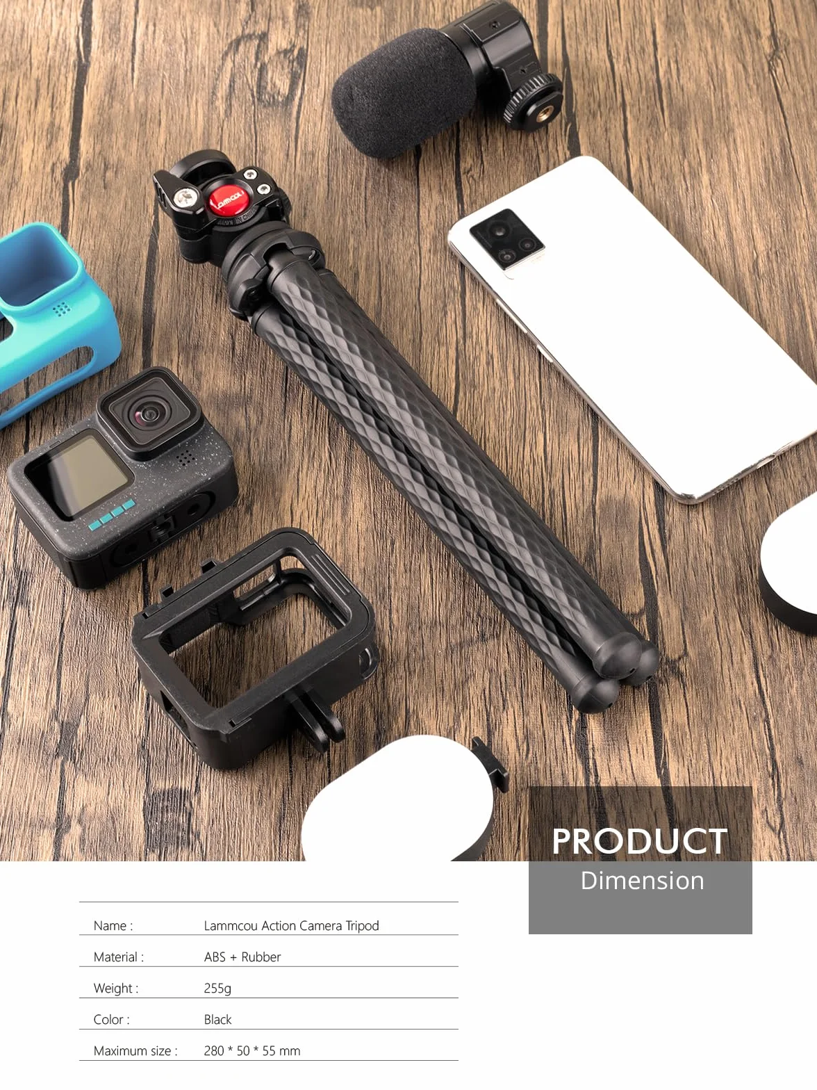 Lammcou Treppiede Actiocam, Flessibile Octopus Gorrila Pod e Staffa Compatibile con Hero Hero 13 12 11 10 9 X3 Go3 Bendy Tripod Accessorio per Video Vlogging