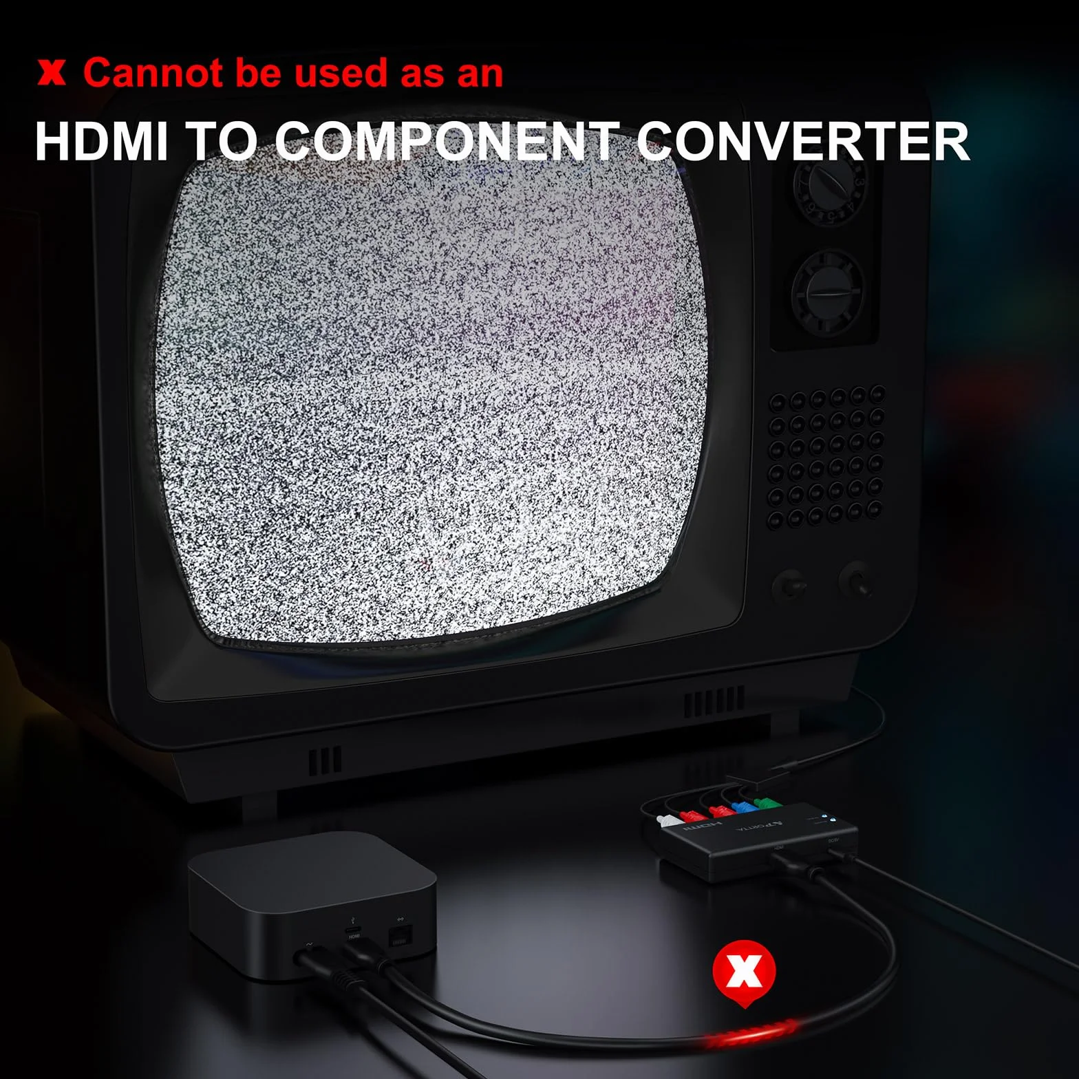 PORTTA Convertitore da Componente a HDMI, Adattatore Video RGB/YPbPr/5 RCA a HDMI, 1080p 60Hz, per PS2 PS3 Xbox 360
