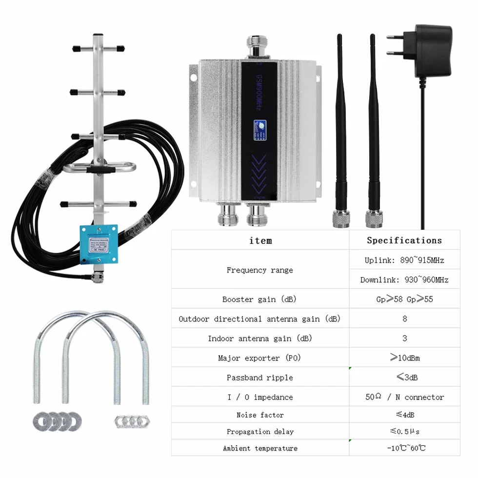 Amplificatore del segnale ripetitore del segnale del telefono cellulare ripetitore del telefono cellulare LCD GSM900MHz a doppia estremità con antenna Yagi
