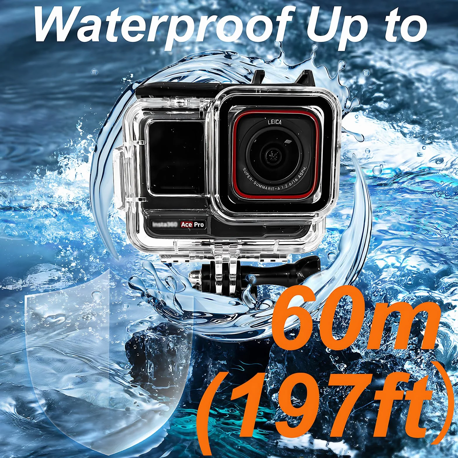 Custodia protettiva impermeabile per Insta360 Ace Pro, impermeabile fino a 60 m, con accessori per staffa
