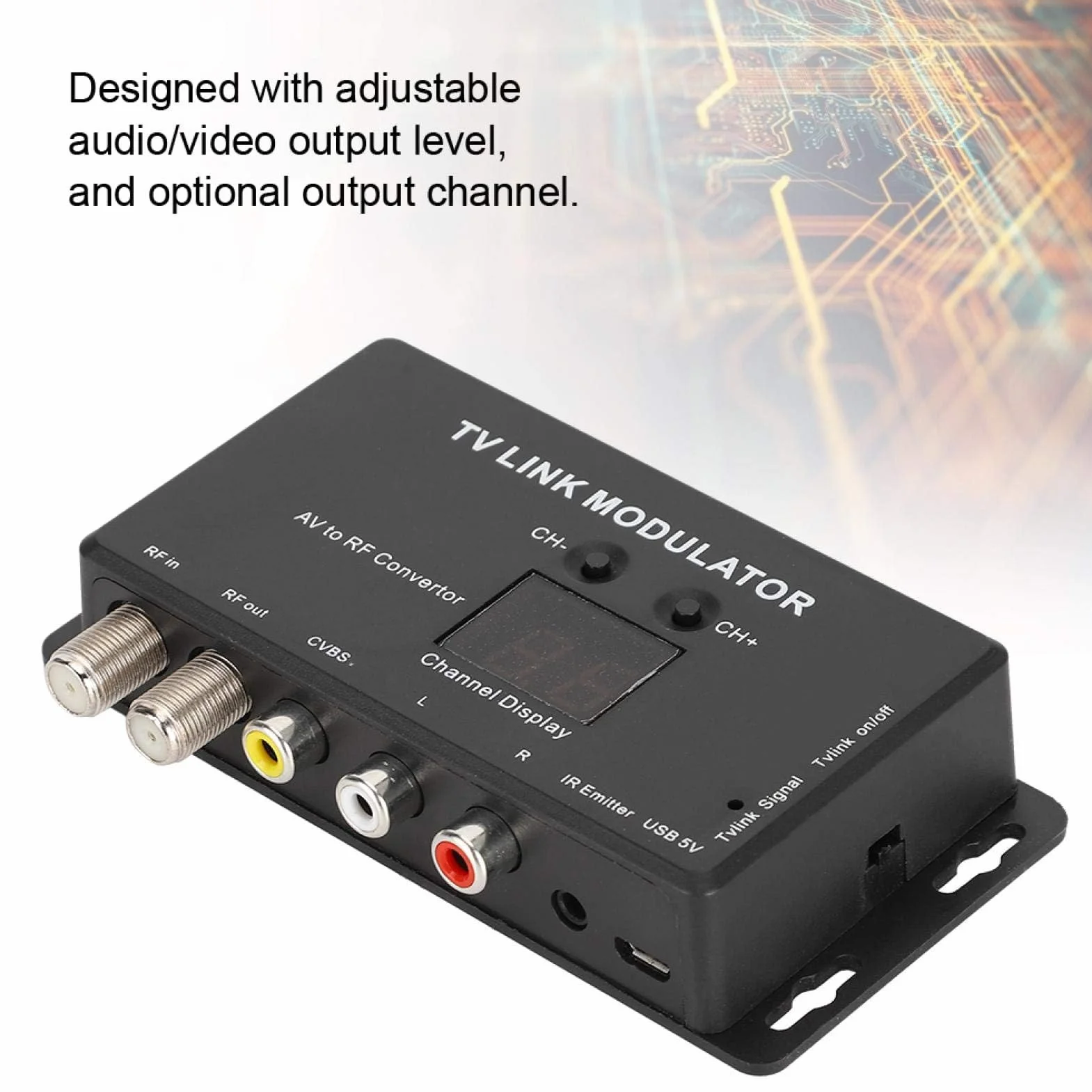 Dpofirs Modulatore UHF TM70 TV Link Convertitore AV in RF Extender IR con Display a Canale Supporto PAL