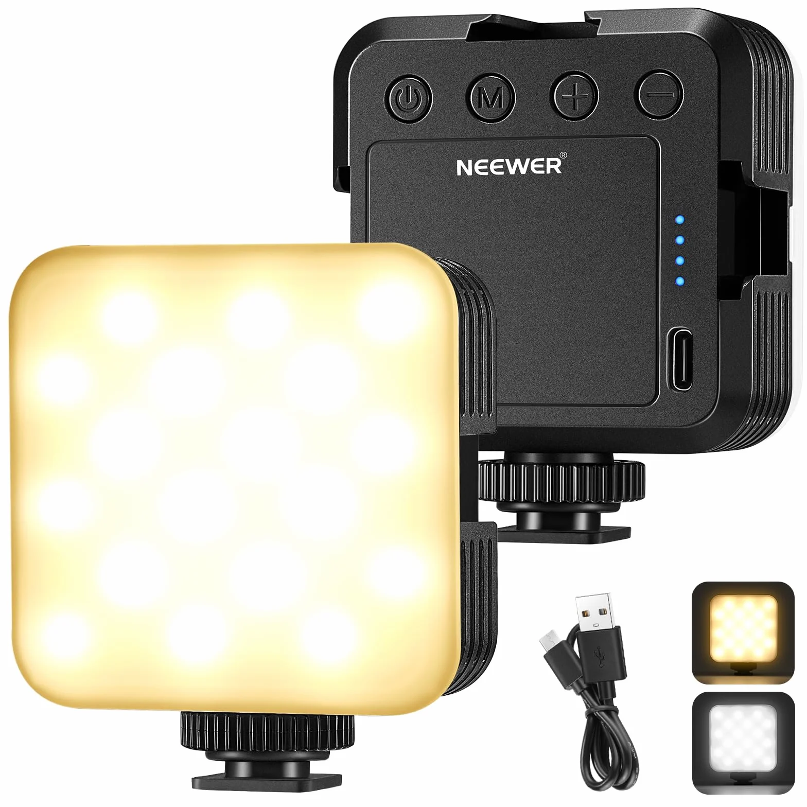 NEEWER Luce LED per Video Portatile Bicolore 3200-5600K Dimmerabile con 3 Slitte Coldshoe, CRI97+, 8 Modalità di Scena, 2000mAh Batteria Ricaricabile per Giochi YouTube Vlog Fotografia – NL-36L