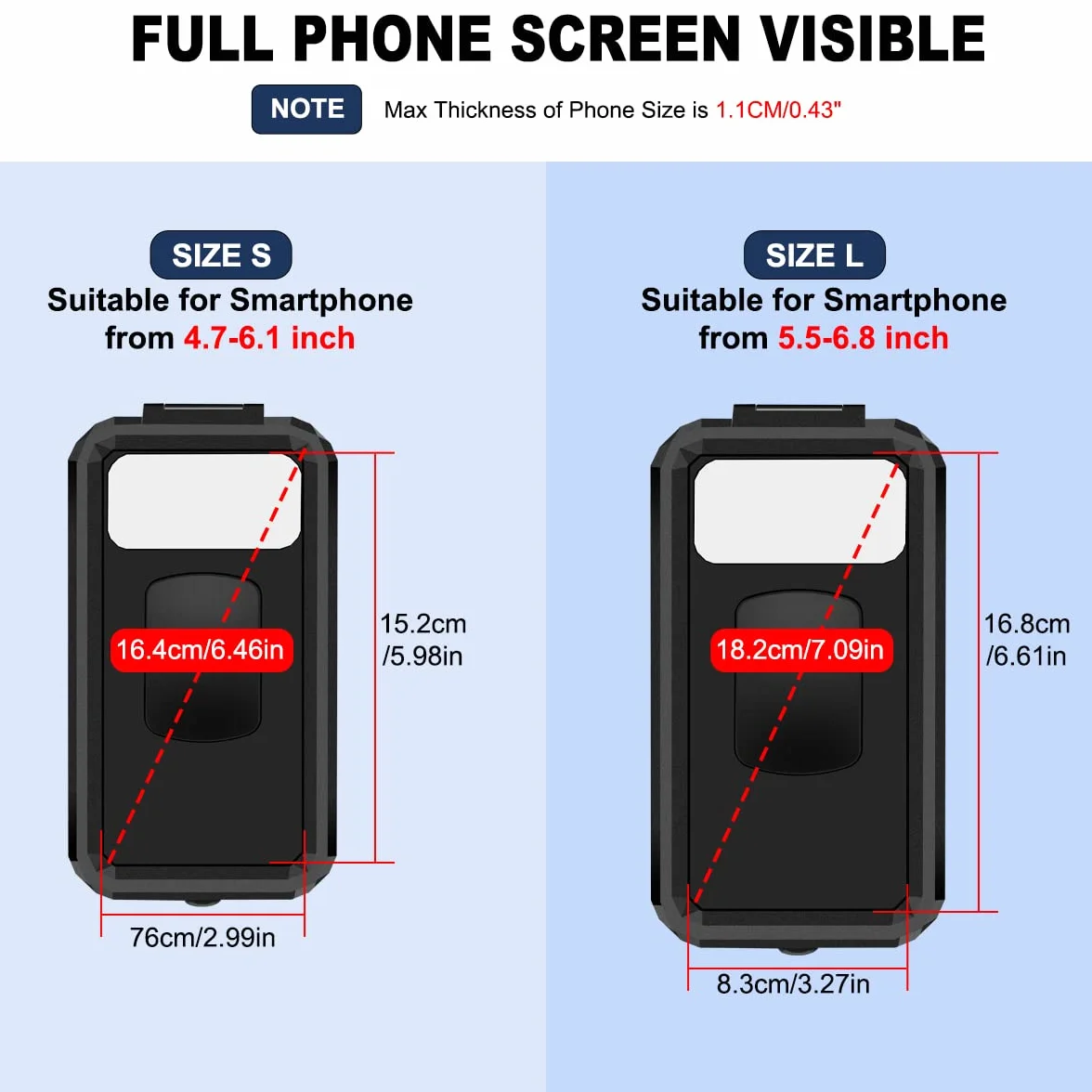 Porta Cellulare Bici Universale Moto Impermeabile Rotazione 360° Supporto Telefono Anti-Shake per 5.5-6.8 Pollici Smartphone Nero