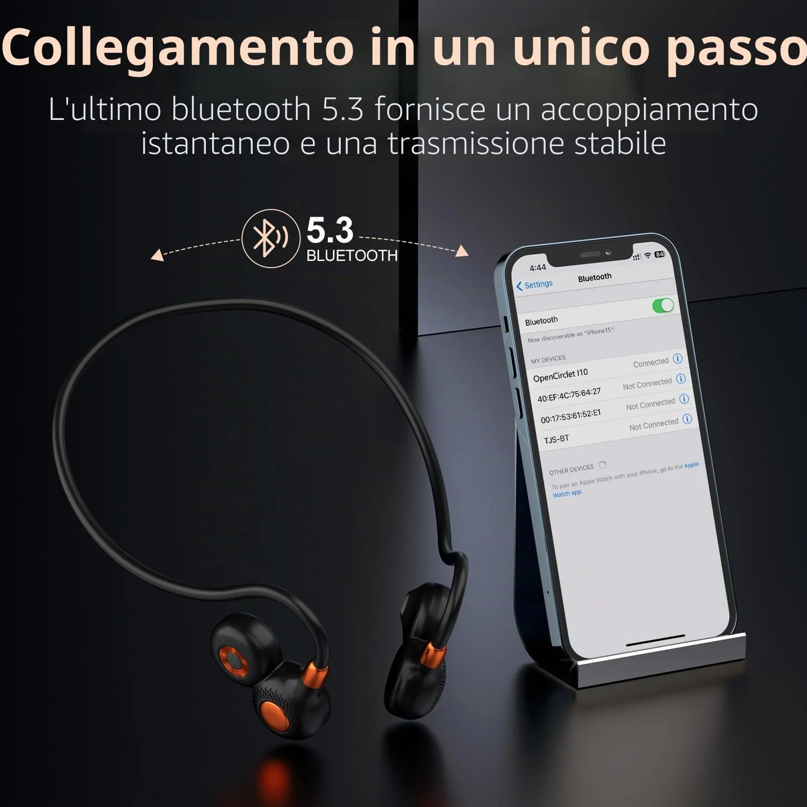 Ortizan Cuffie Bluetooth Sport, Auricolari Open Ear Wireless Bluetooth 5.3 IPX6 Impermeabili, Chiamata Chiara, 19 G, Auricolari Leggeri 15 Ore Di Riproduzione E Ricarica Rapida Magnetica Per Corsa