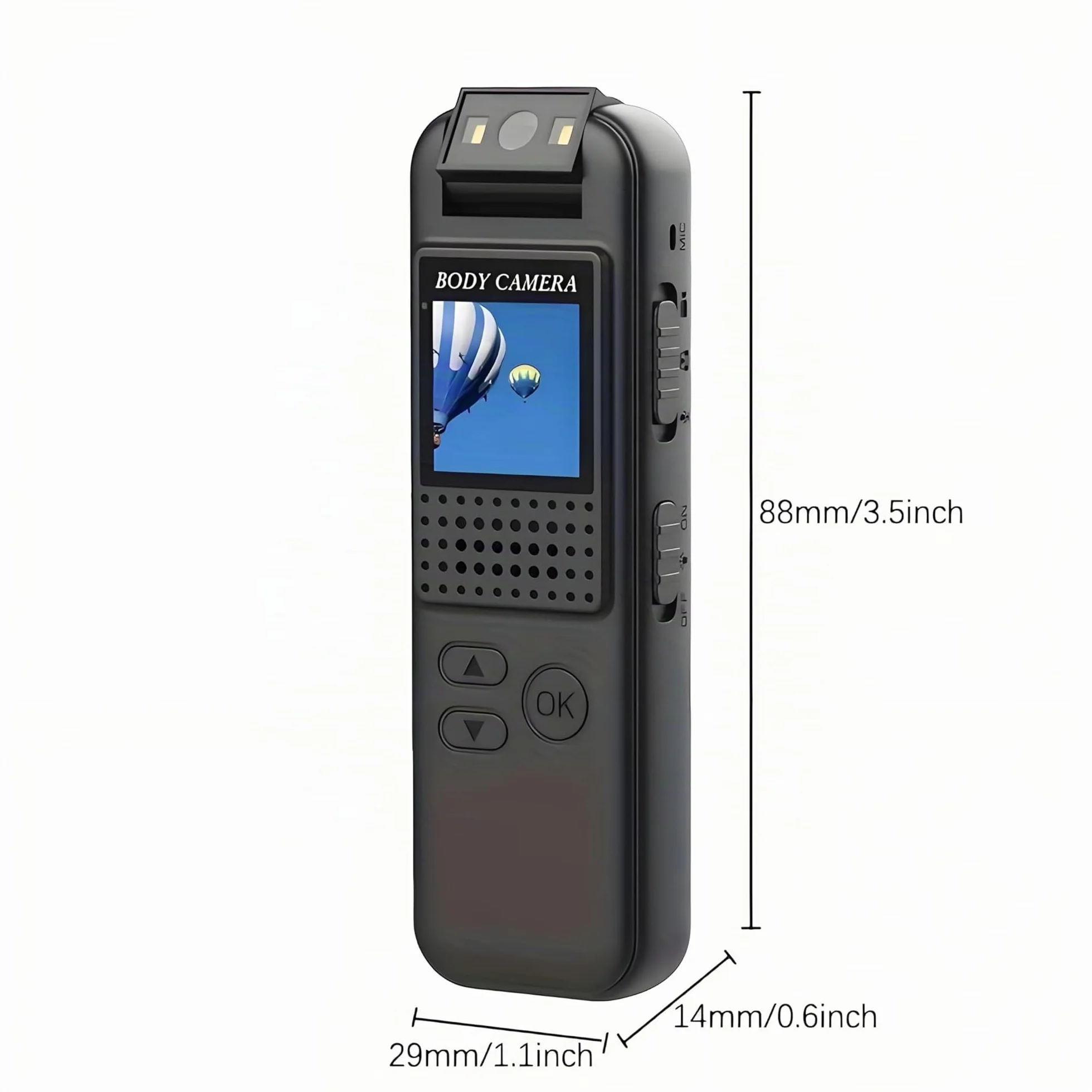 Mini fotocamera portatile da 1080P, con clip magnetica, obiettivo girevole a 180°, 128 GB fino a 7 ore, registrazione e luce LED per riunioni e bici all'aperto