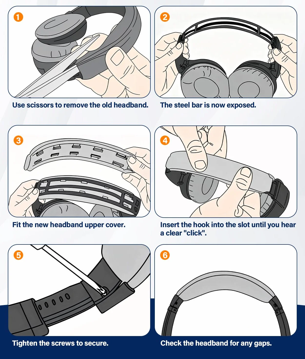 WADEO Kit di Sostituzione Cuscinetti e Archetto per Bose QC35 / QC35 II / QC35 II Gaming, Ritrova Comfort e Isolamento Acustico – Cuscinetti in Pelle Proteica