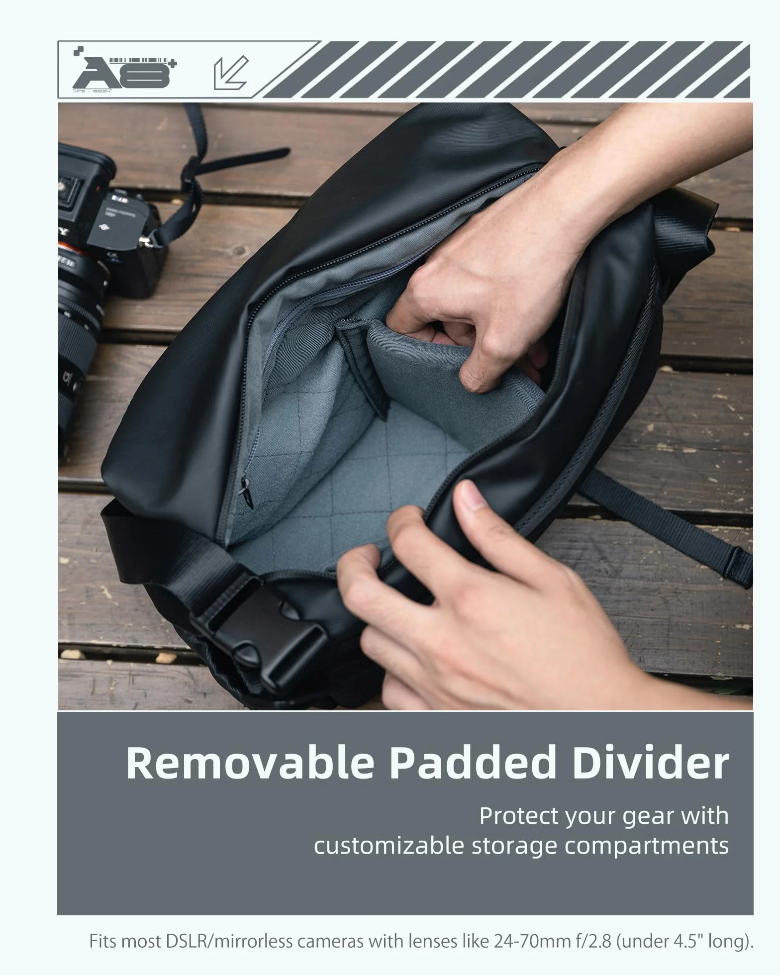 llano Borsa a tracolla per fotocamera DSLR/Mirrorless, borsa fotografica compatta crossbody con tracolla regolabile, adatta per Canon/Nikon/Sony, per 1 fotocamera, 2 obiettivi e accessori (Verde)