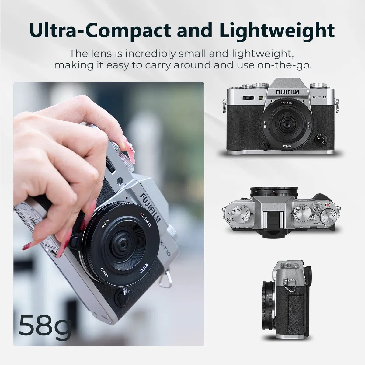 7artisans 18mm F6.3 II UFO Obiettivo, compatibile con fotocamere mirrorless Fuji X-Mount X-M1 X-M2 X-H1 X-T1 X-T10 X-T2 X-T20 X-T3 X-T4 X-T100 X-T200 X-T30 X-Pro1 Pro2 X-Pro. 3 X-E1 X-E2 X-E2S