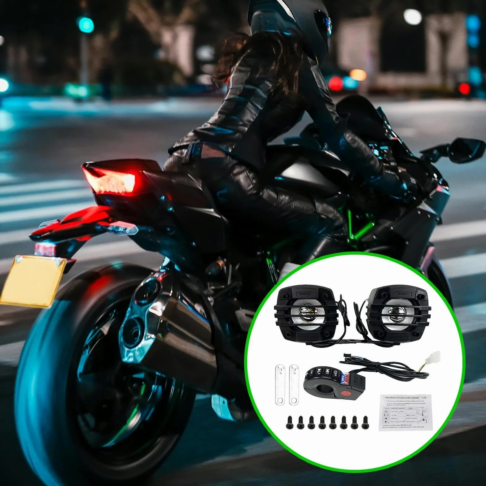 Altoparlante da manubrio,Altoparlanti per moto, Altoparlanti per montaggio su manubrio del audio, Amplificatore radio, di amplificazione audio, stereo per moto con audio HiFi per ATV e UTV