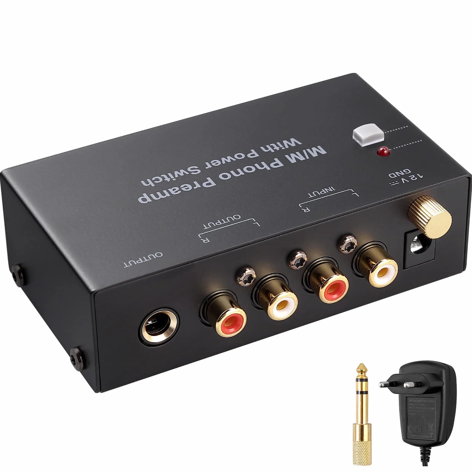 MM Phono Preamplificatore DC 12V Audio Stereo Preamp per Giradischida a Basso Rumore con Uscita RCA e TRS