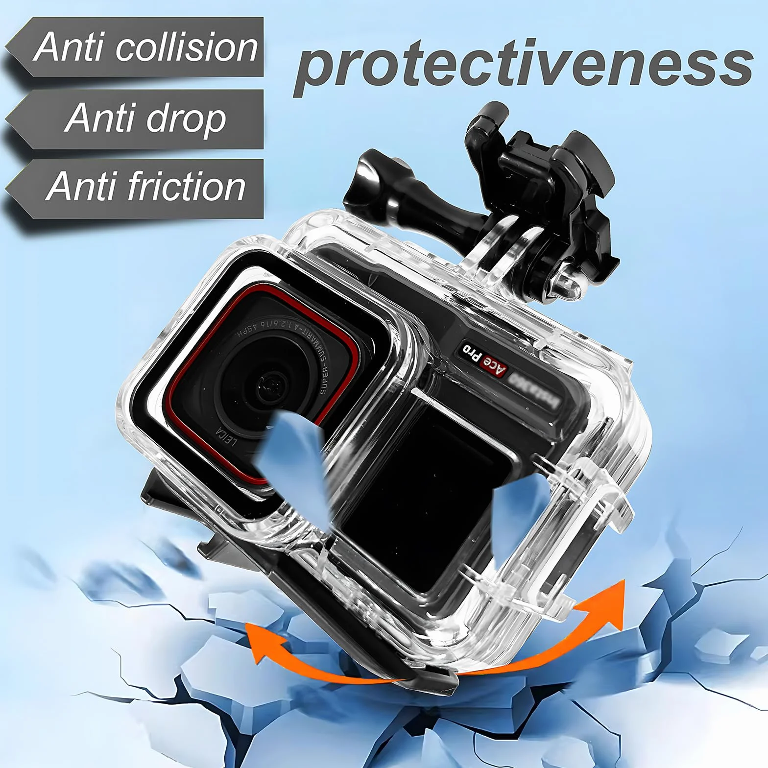 Custodia protettiva impermeabile per Insta360 Ace Pro, impermeabile fino a 60 m, con accessori per staffa