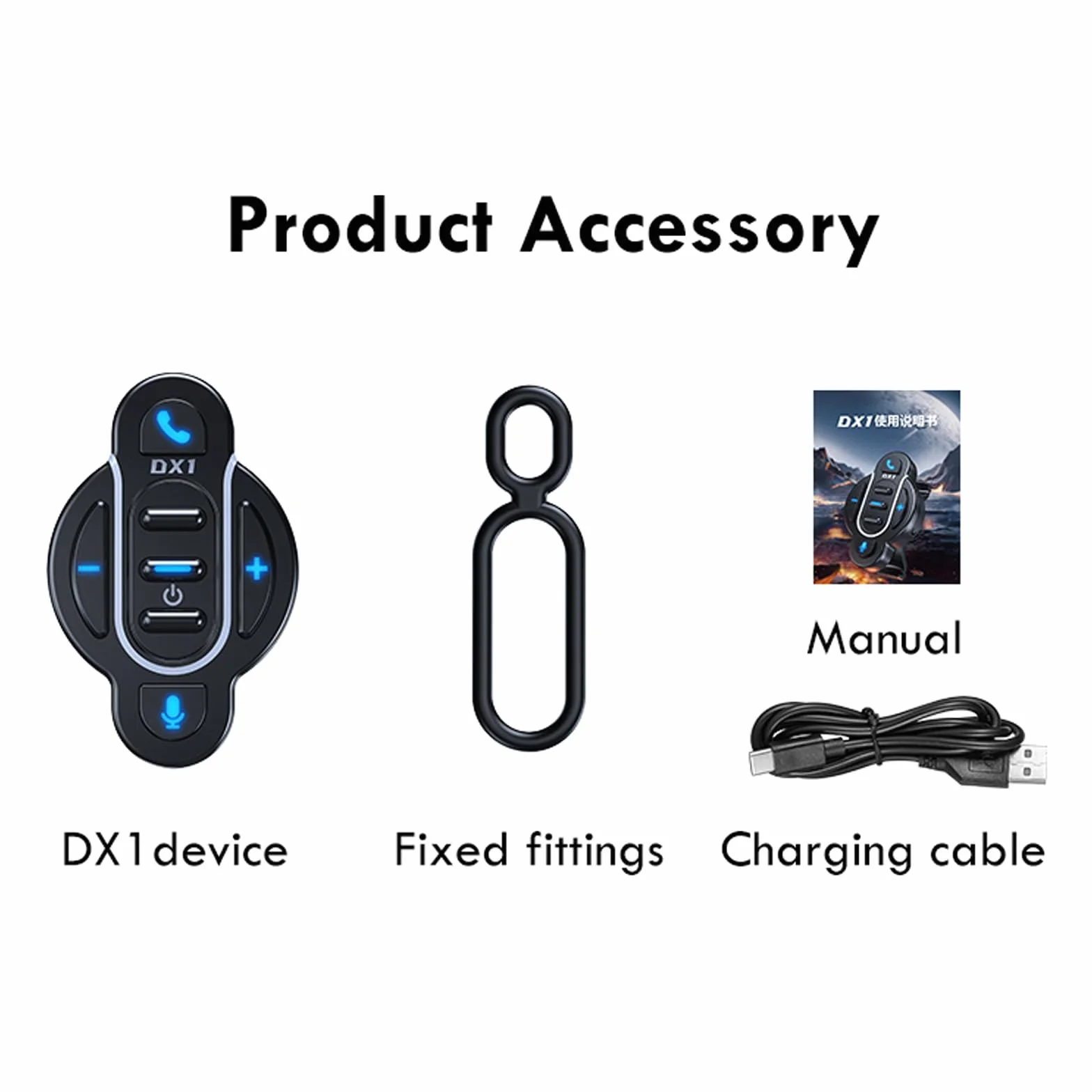 Docooler Controllore BT moto telecomando manubrio impermeabile controllore chiamata/musica assistente vocale, tasti multimediali telecomando per bicicletta elettrica moto