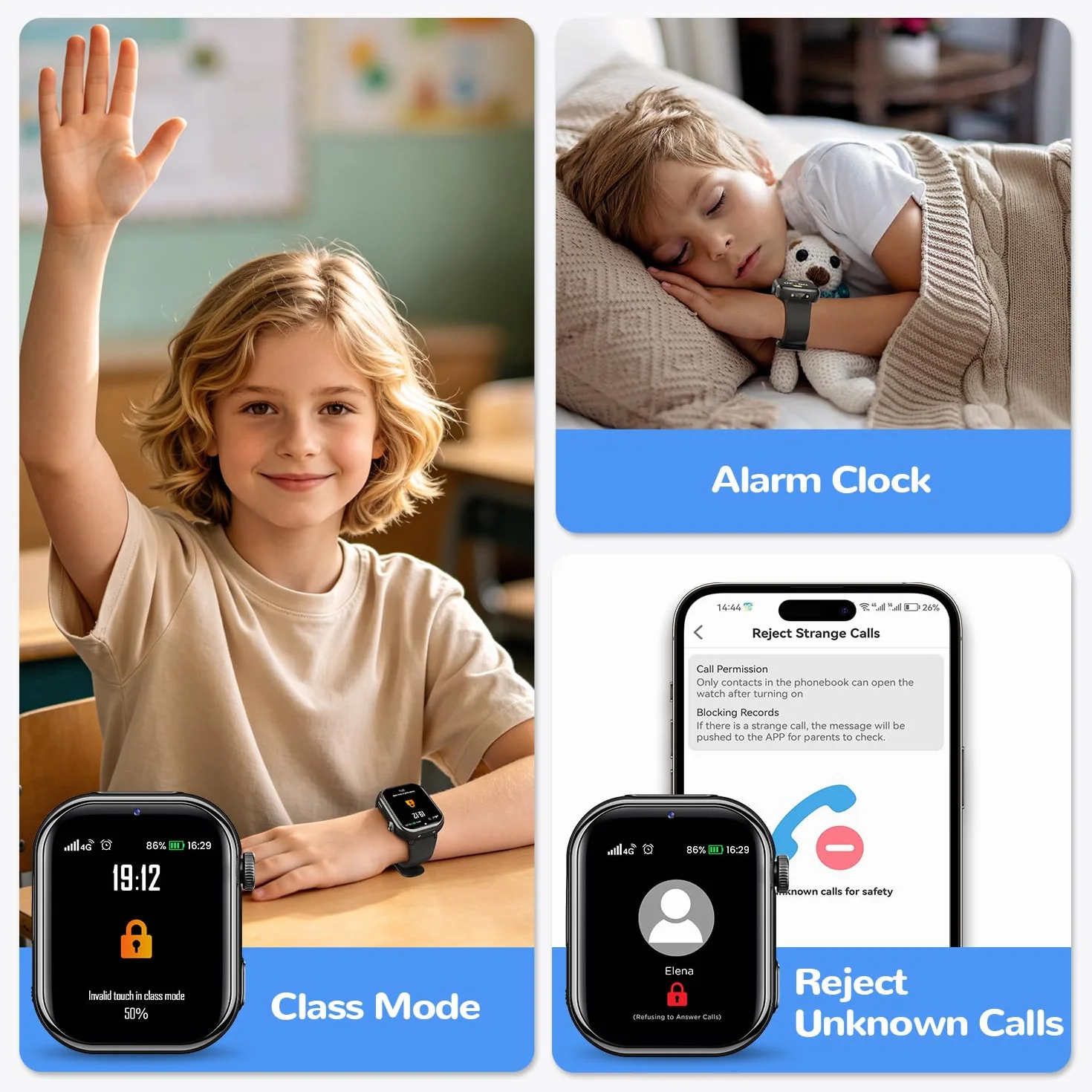 4G Smartwatch Bambini, Orologio GPS Bambini con Chiamate Videochiamate, Chat Vocale, modalità Scuola, Doppia Fotocamera, Sveglia, Contapassi, IP68 Calcolatrice Smart Watch per Ragazzi e Ragazze, Nero