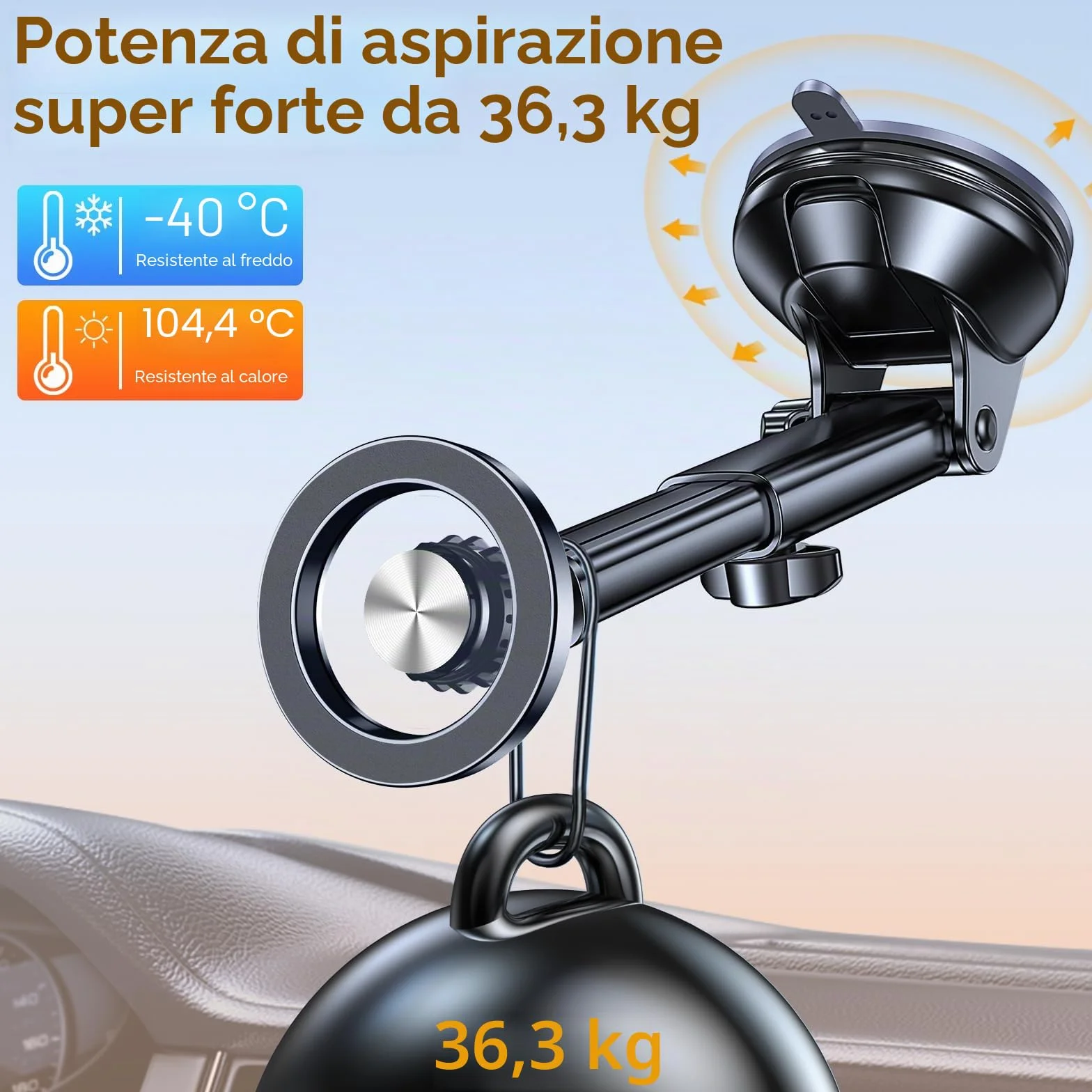 Porta Cellulare Auto Magsafe,Supporto Magnetico Cellulare Auto Ventosa【2025 Ventose Aggiornate】Portacellulare auto Universale Portatelefono da Automobile per iPhone 17 Pro16 15 14 13,Tutti Smartphone