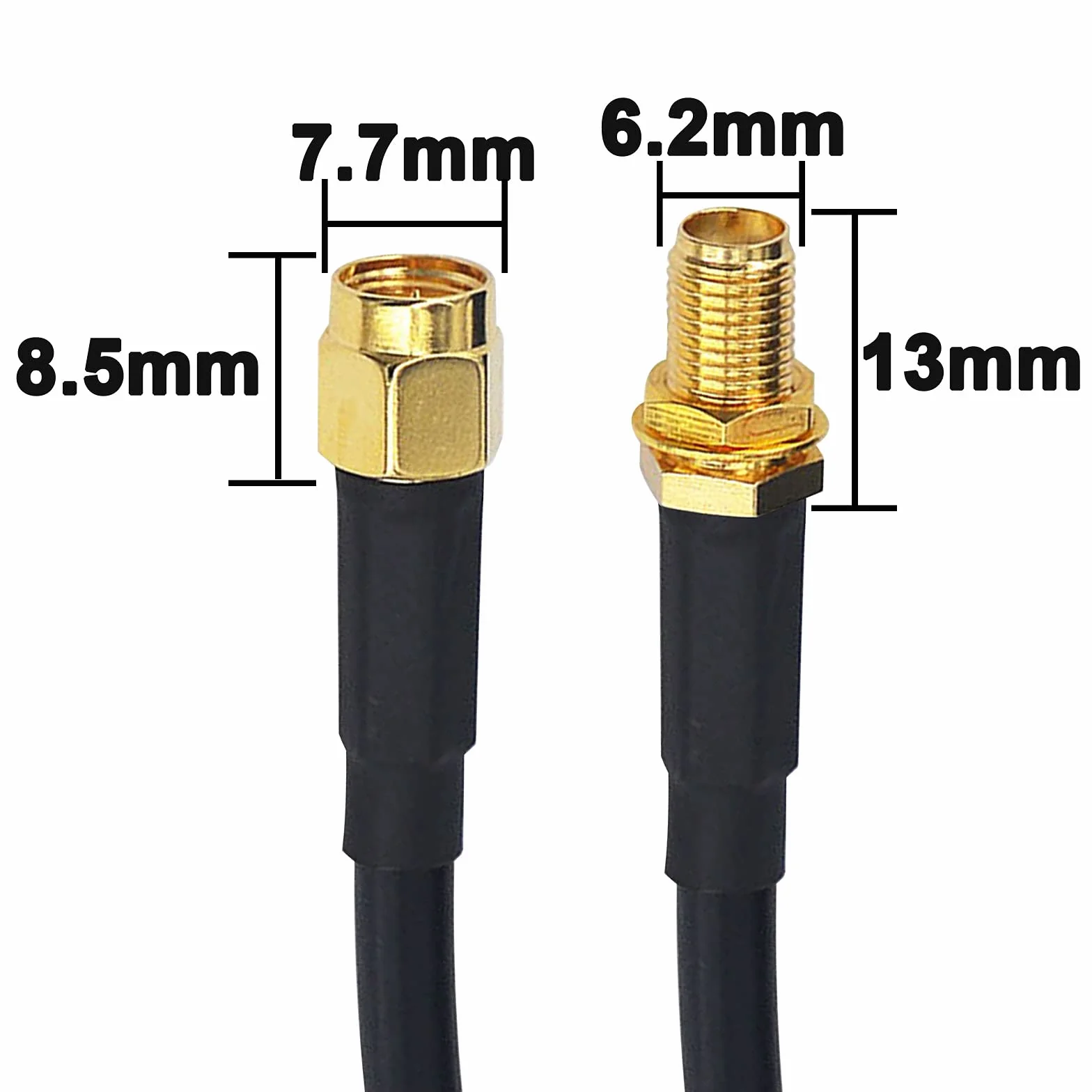Cavo coassiale RG58 migliorato 30M - SMA maschio a femmina 50 Ohm - Estensione per antenna GPS 3G 4G LTE WiFi e radio bidirezionale (non per TV)