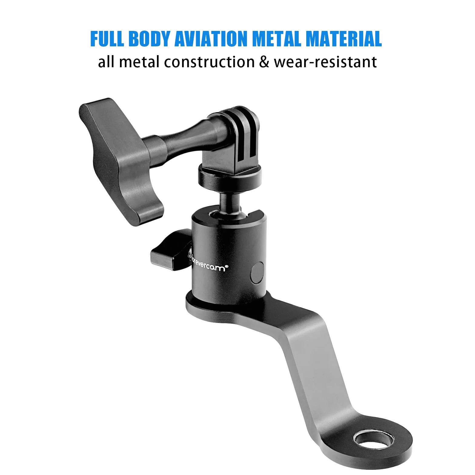 Forevercam Supporto per Moto specchietto retrovisore in Alluminio a 360° Compatibile con Gopro Max Hero 12/11/10/9/8/7/6/5, YI, AKASO, SJCAM, DJI Osmo e Altre Fotocamere di Azione