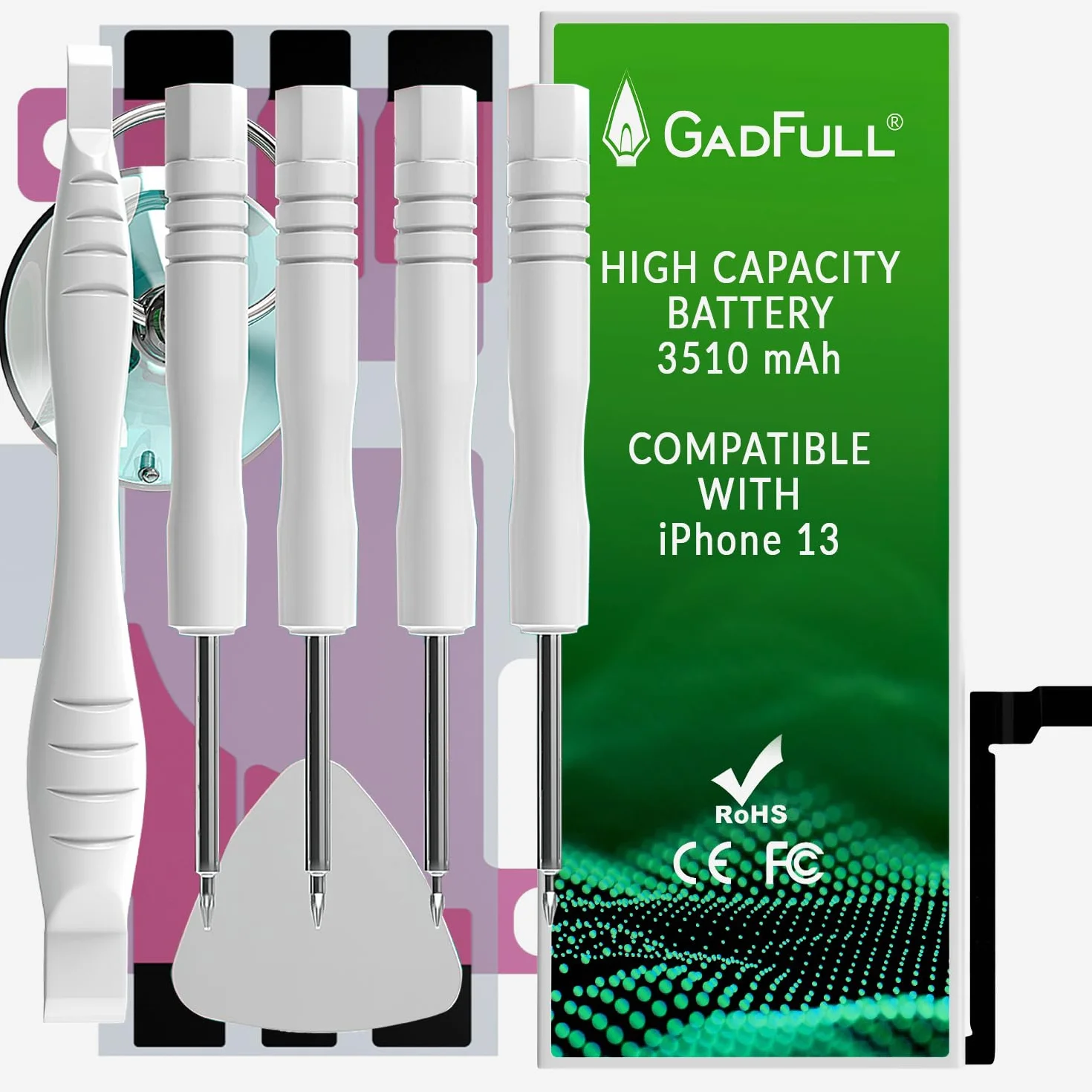 Batteria ad Alta Capacità compatibile con iPhone 13 | 2026 Data di produzione | incl. Set di riparazione manuale & Kit strumenti Profi | Nuova Batteria Cellulare Extra