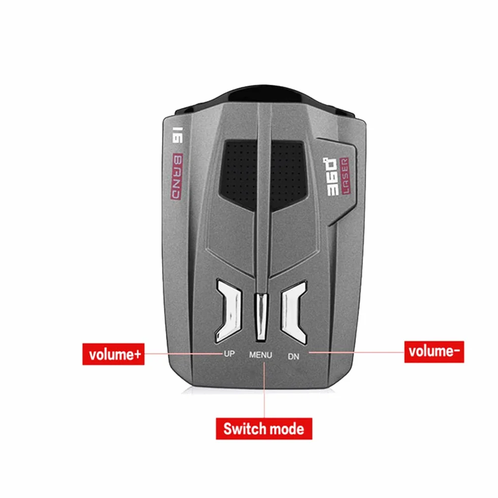 Rilevatore radar per auto a 360 gradi Grey, dispositivo di avviso vocale a LED a LED con 200-800 m di avvertimento remoto a lunga distanza, linguaggi Multri supportati