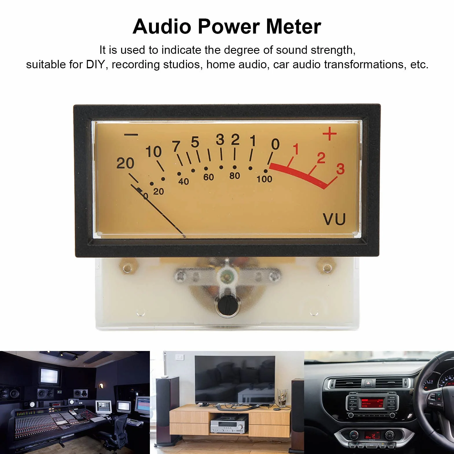 CHICIRIS Elevata Precisione Dell'intestazione VU-Meter con Retroilluminazione a LED per e Registrazioni Studios TN-73-HS-9213H VU Audio Measuring Device