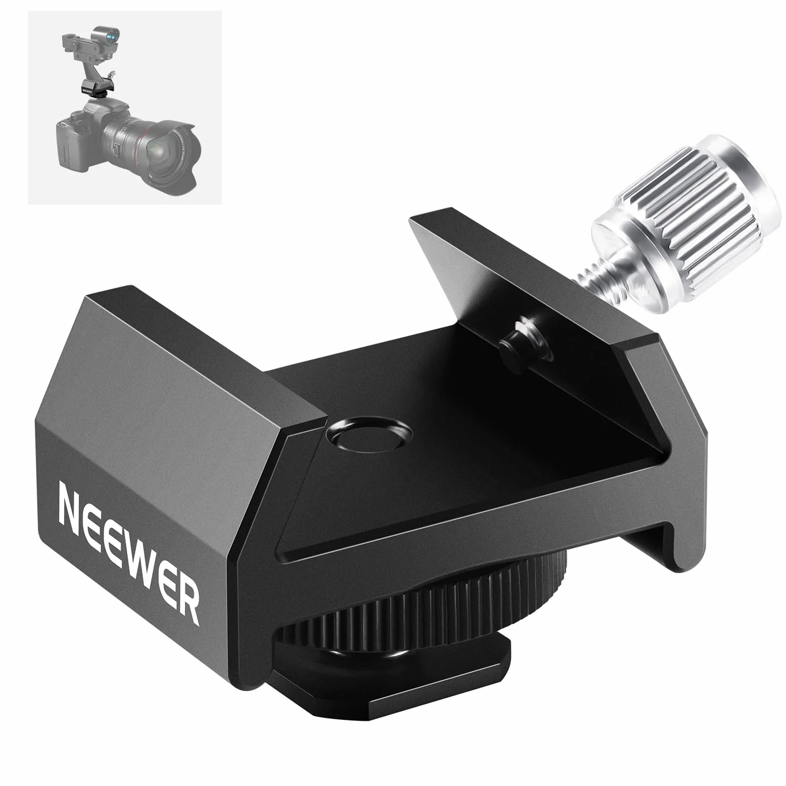 NEEWER Adattatore di Montaggio per Cercatore di Telescopi in Metallo con Cold Shoe e Filettatura 1/4" per Attacco Hot Shoe, Base a Coda di Rondine Standard da 33mm per Astrofotografia di Cielo, LS-T16