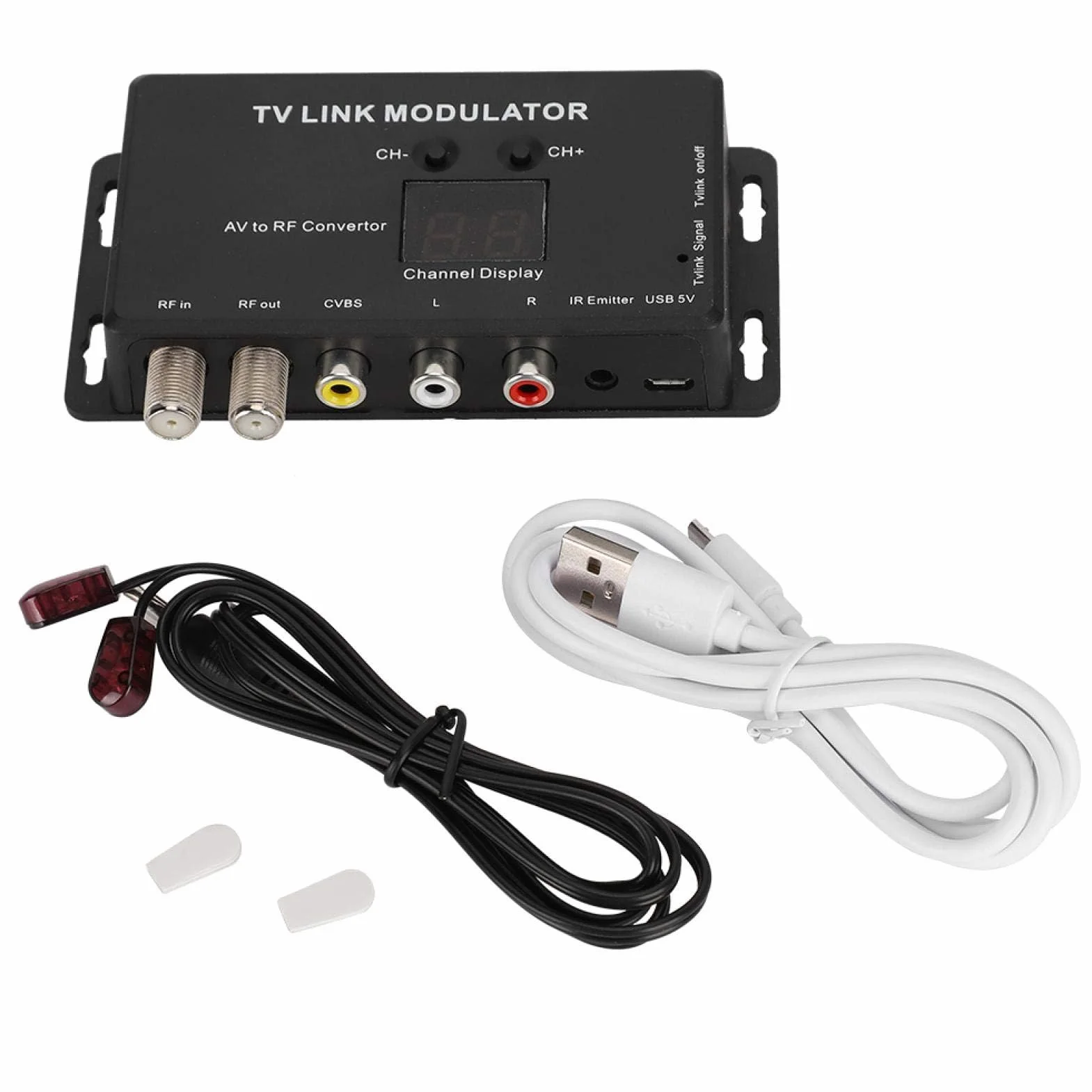 Dpofirs Modulatore UHF TM70 TV Link Convertitore AV in RF Extender IR con Display a Canale Supporto PAL