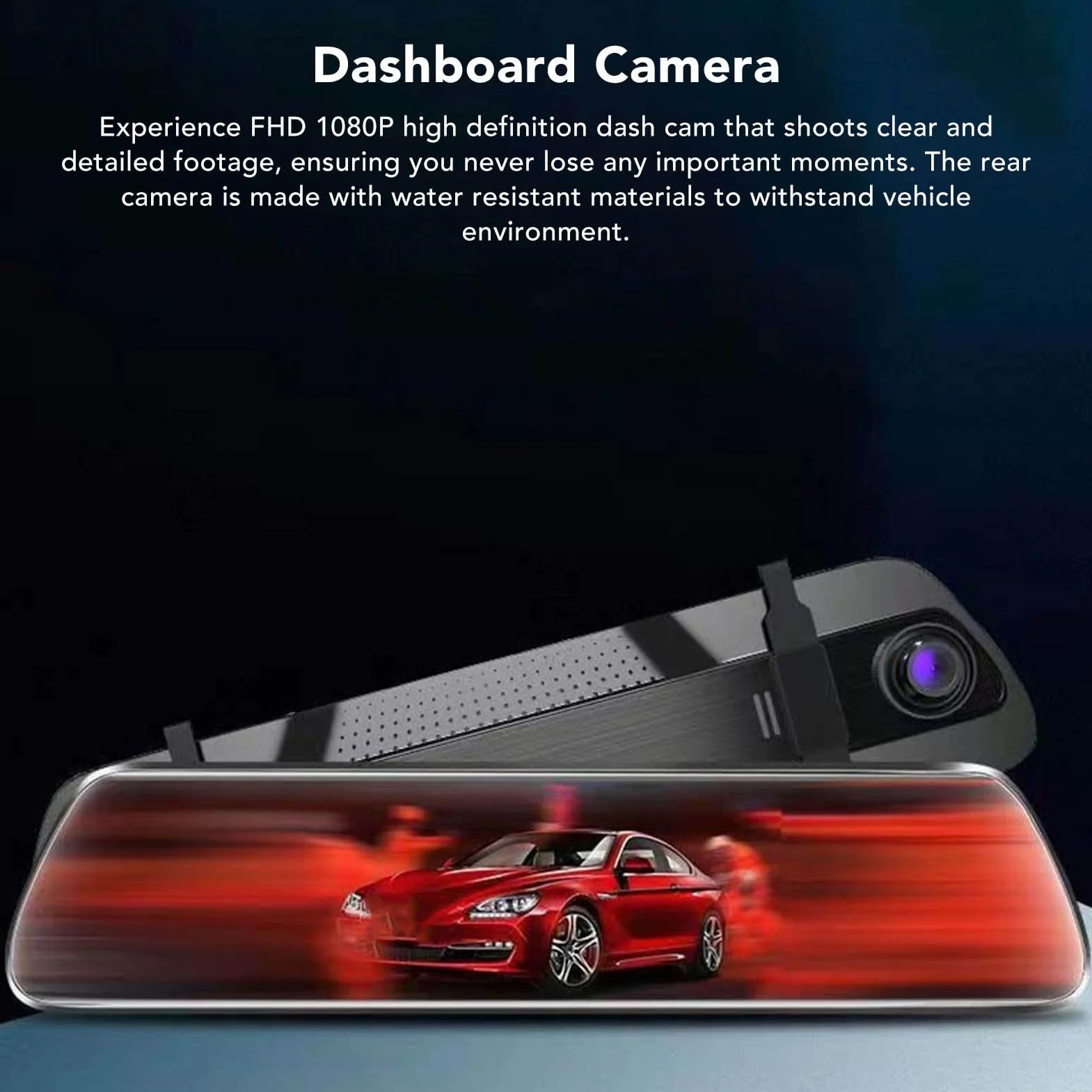 Dash Cam con Specchio da 9,66 Pollici Telecamera per Specchietto Retrovisore Anteriore e Posteriore, Doppia Fotocamera Anteriore e Posteriore Touch Screen, Fotocamera di Backup