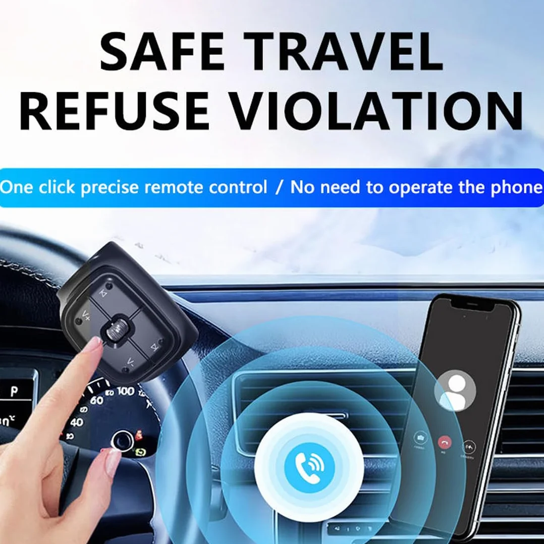 TikTok - Telecomando Bluetooth per auto, bici, moto, pulsante di controllo del volante, batteria ricaricabile integrata, compatibile con iPhone e telefoni Android
