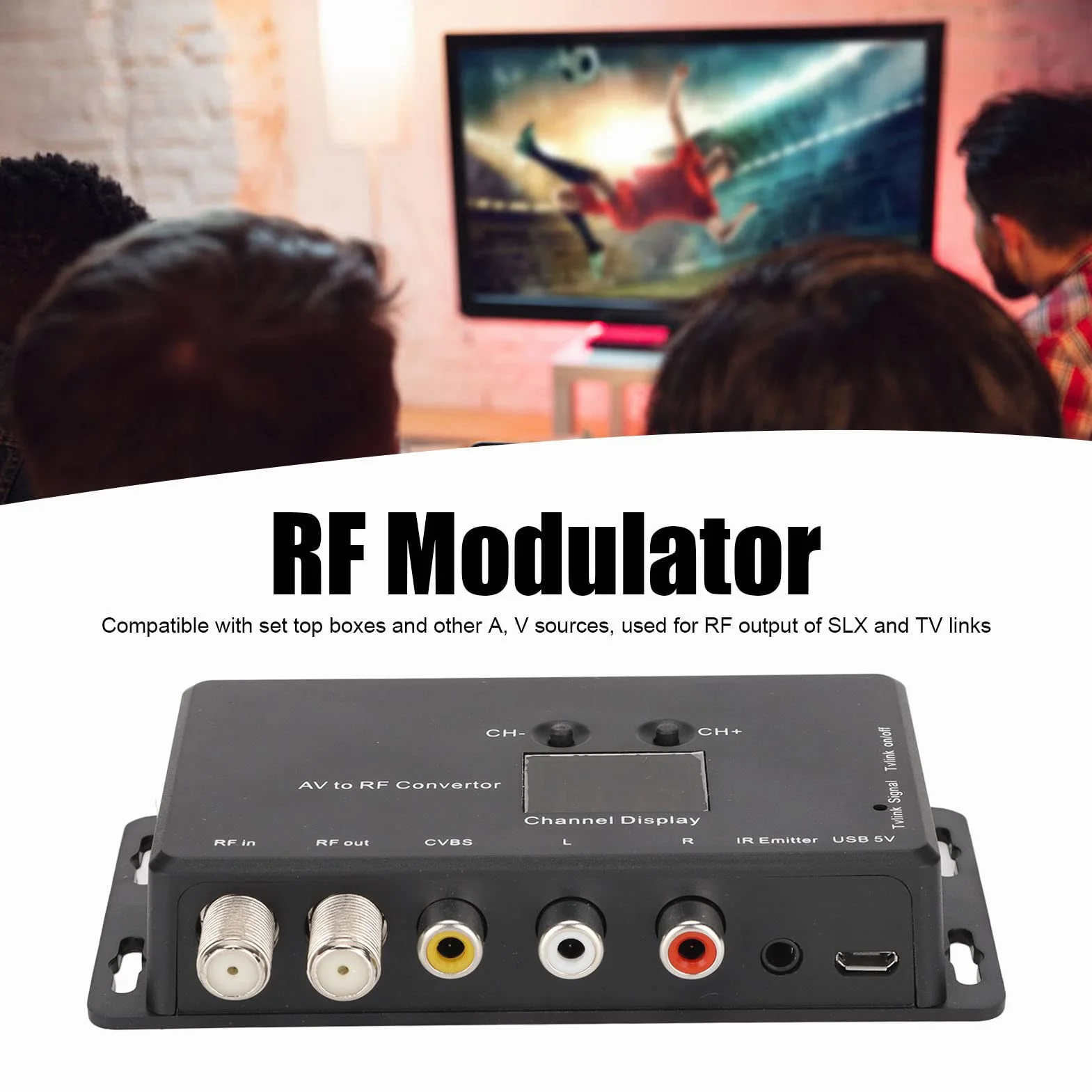 Modulatore UHF TV LINK, Modulatore Distribuzione TV PAL NTSC da AV a RF, Convertitore UHF per Uscita RF