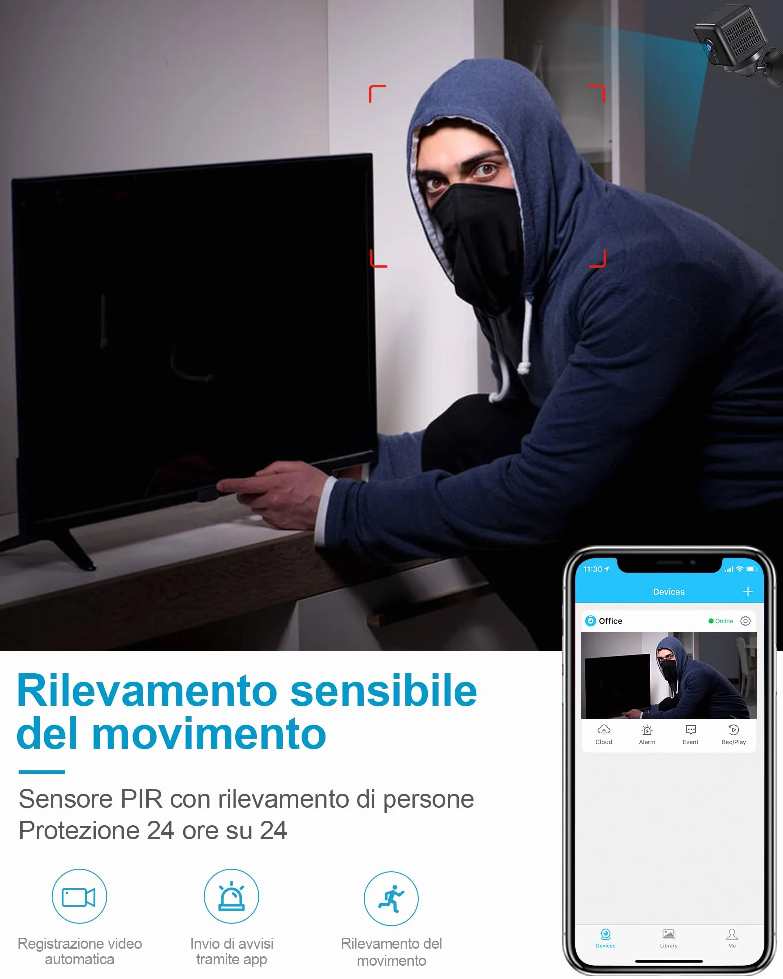 aobo Telecamera Nascosta 4K HD Mini Wifi Interno Videocamera Sorveglianza Senza Fili Batteria Lunga Durata Spy Cam