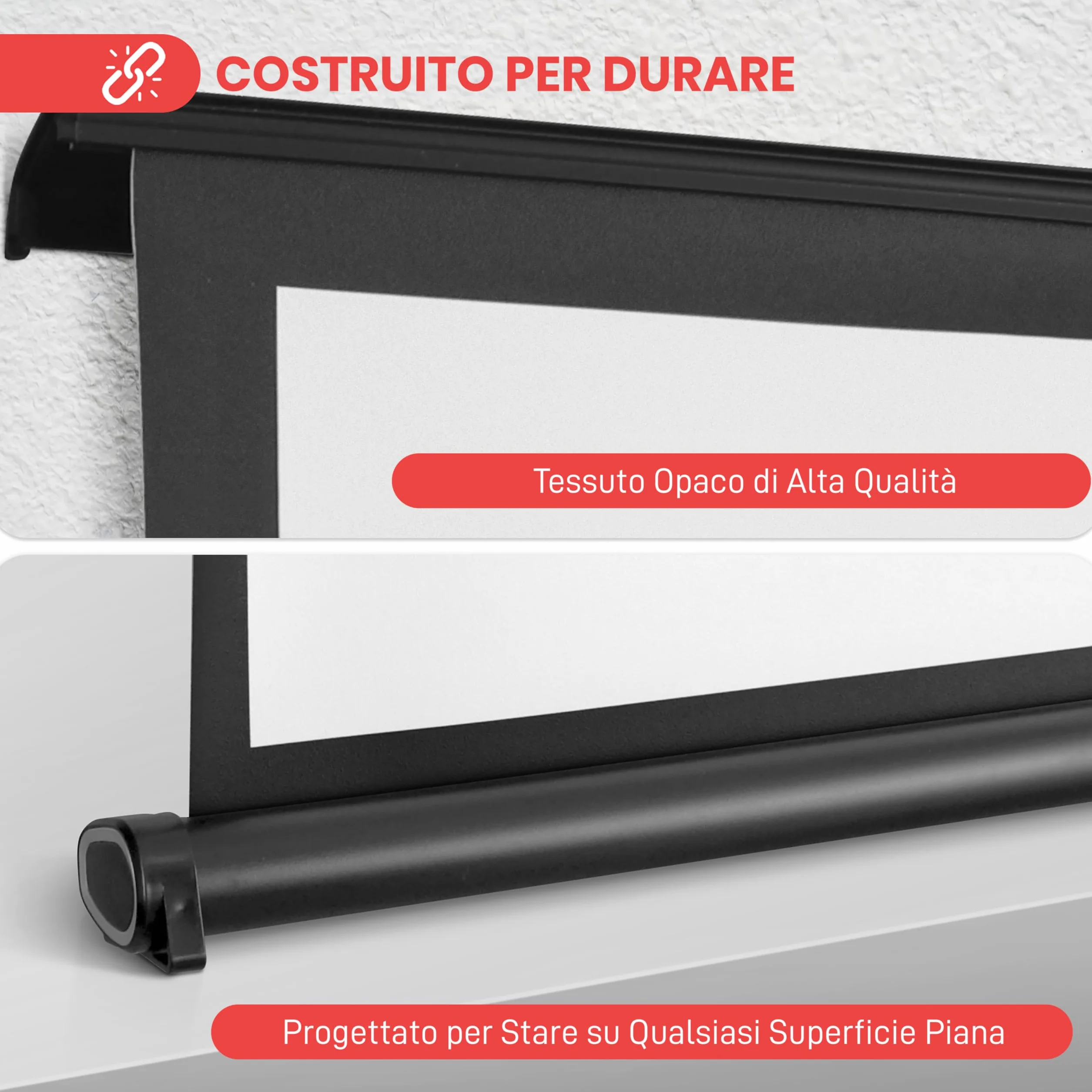 Pyle Telo Proiettore Portatile, Schermo Proiettore Mobile 102 cm con Supporto, Leggero e Durevole, Sistema Facile da Estrarre per Scuole, Riunioni e Uso Interno/Esterno, Nero