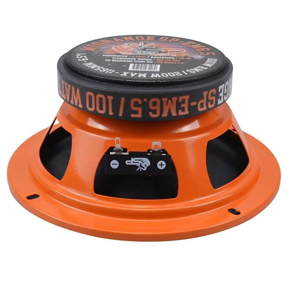 SP Audio 2 SP-EM6.5 diffusori midrange da 16,5 cm 165 mm 6,5" di diametro, 100 watt rms 200 watt max, impedenza 4 ohm, sensibilità 95 db, portiere, sportelli, auto, a coppia