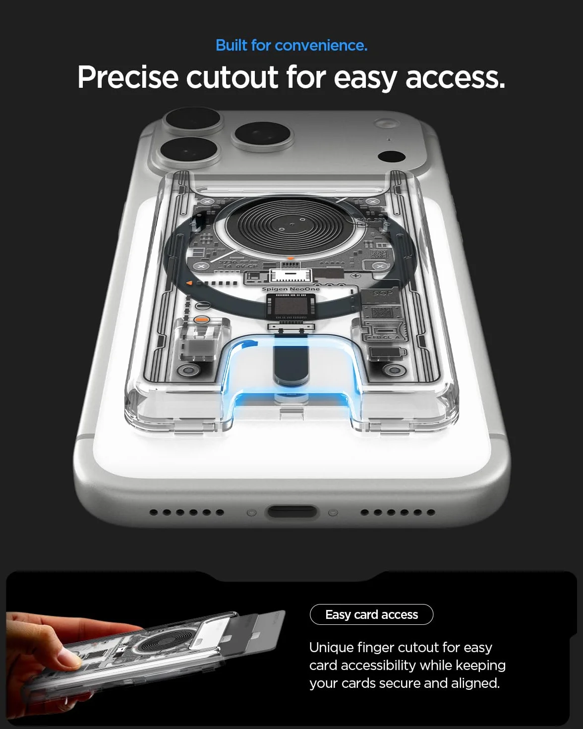 Spigen Ultra Hybrid MagFit Portafoglio MagSafe Wallet Magnetico Portacarte Compatibile con iPhone 17/16/15/14/13/12 Modelle, Accessori MagSafe - NeoOne