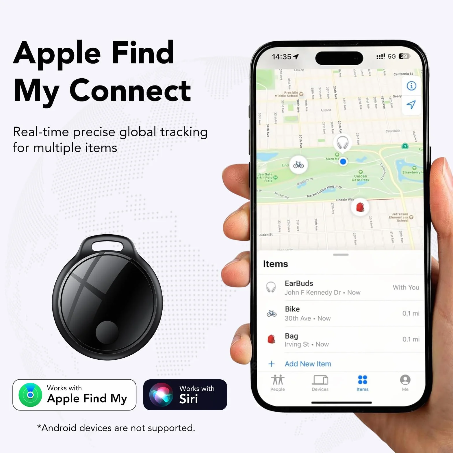 Air Tracker Tag 4 pezzi Nero GPS Tracker Bluetooth Compatibile con Apple Dov'è Localizzatore Chiavi