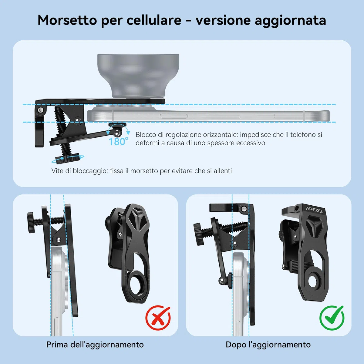 APEXEL HB100 Lente Macro Ultra HD F1.05 con 45 Modalità Luce & Rivestimento AF,Obiettivo per Smartphone iPhone, Samsung e Pixel