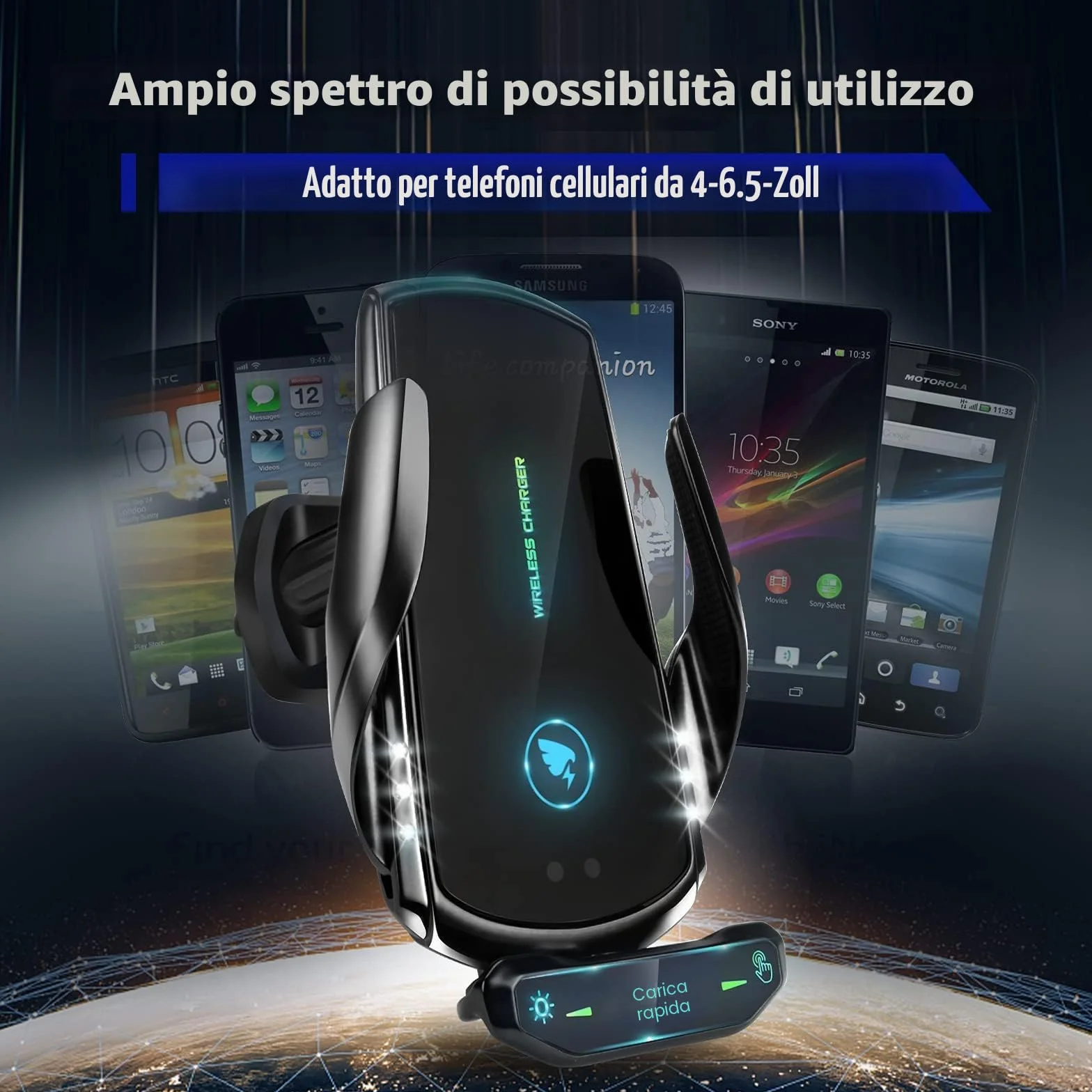 15W Qi Caricatore Wireless Auto,Auto-Bloccaggio Supporto Telefono Auto, Ricarica Wireless Auto per iPhone,Supporto Smartphone per Samsung e Altri…