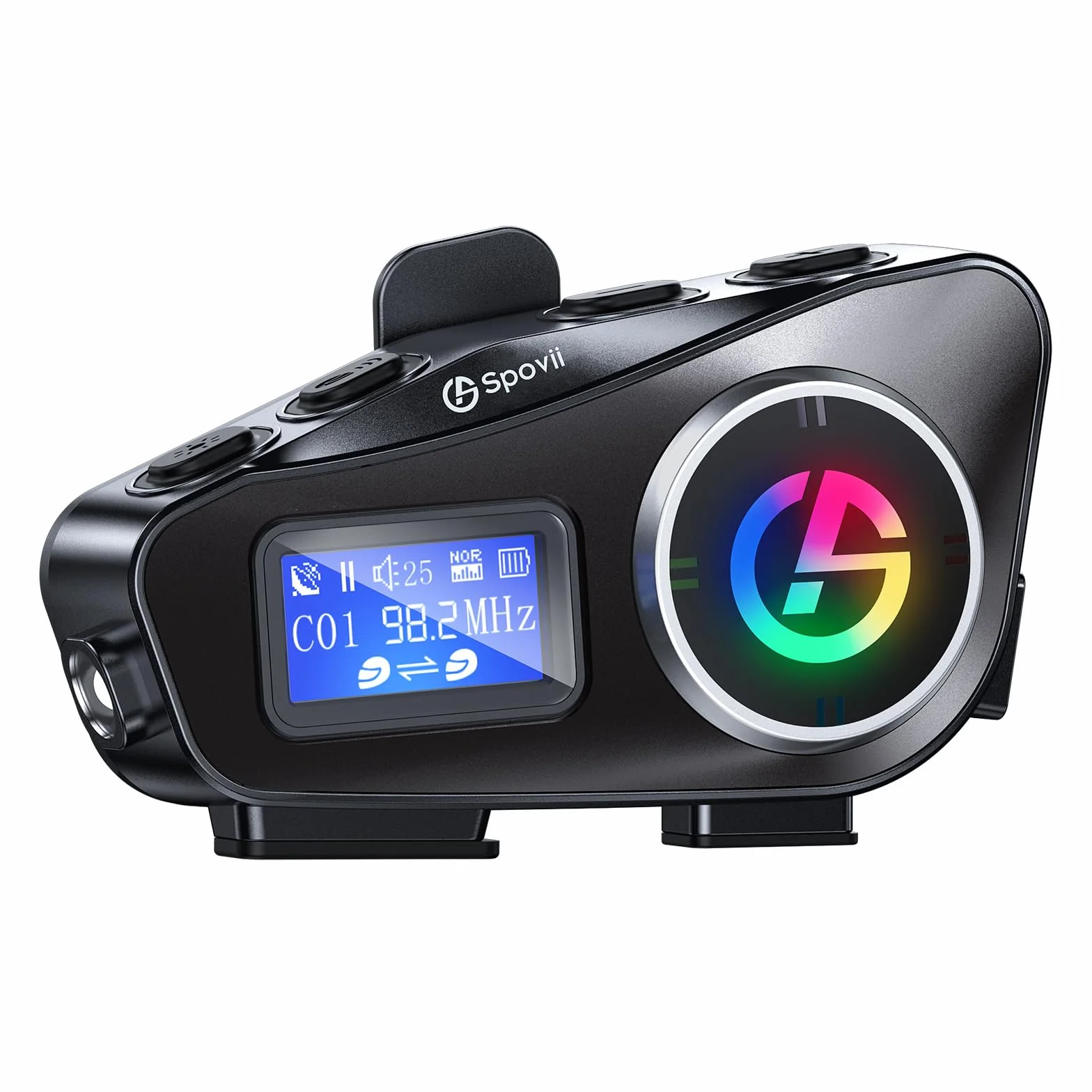 C1 Interfono Bluetooth per Casco Moto, Interfono Moto 500m con Condivisione Musica, Radio FM, Slot Micro SD, Batteria 1000mAh - Compatibile con Diversi Tipi di Casco
