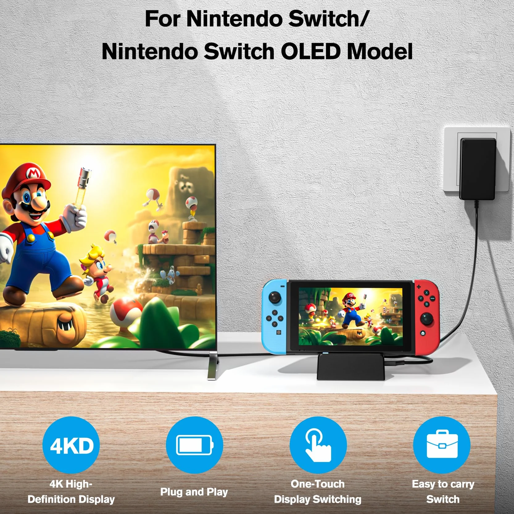 Nintendo Switch Docking Station 4K HDMI Adapter USB 3.0 Type-C Portatile per Switch OLED