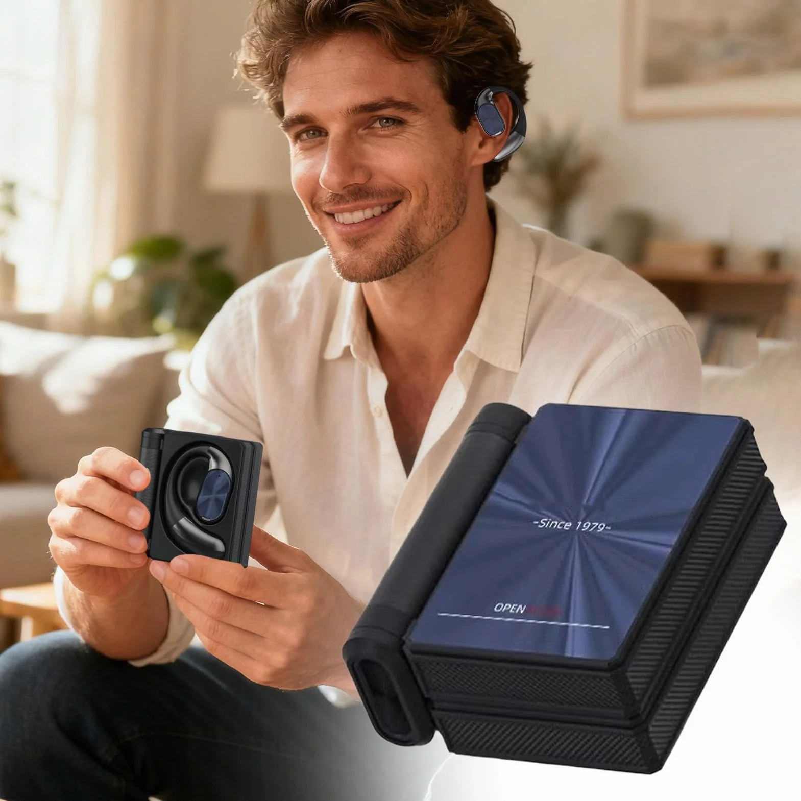 Auricolari wireless da 0,559 pollici, con funzione di cancellazione del rumore, audio sportivo con struttura a prova di sudore, design sicuro, accessorio per cuffie per corsa e palestra