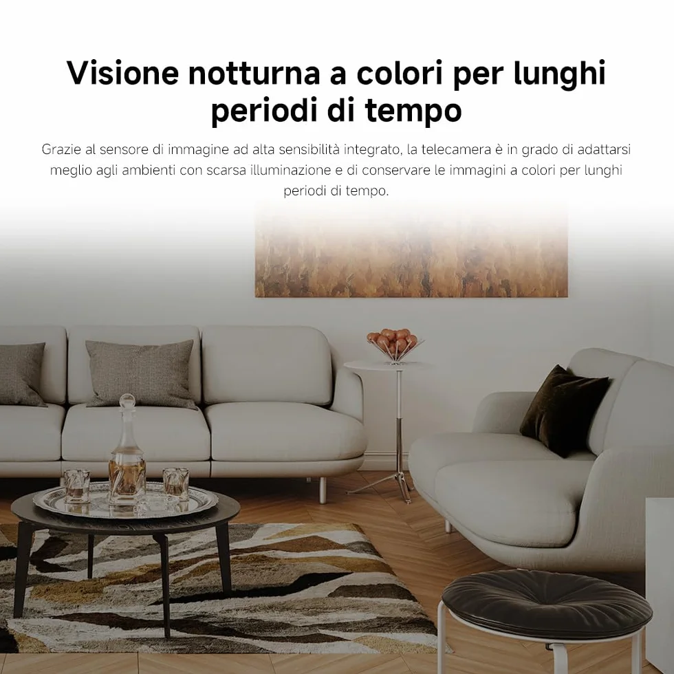 XIAOMI Smart Camera C301 (Videocamera di sorveglianza), risoluzione 2K, protezione privacy, visione notturna a colori, visione completa a 360°, rilvamento delle persone, audio bi-direzionale