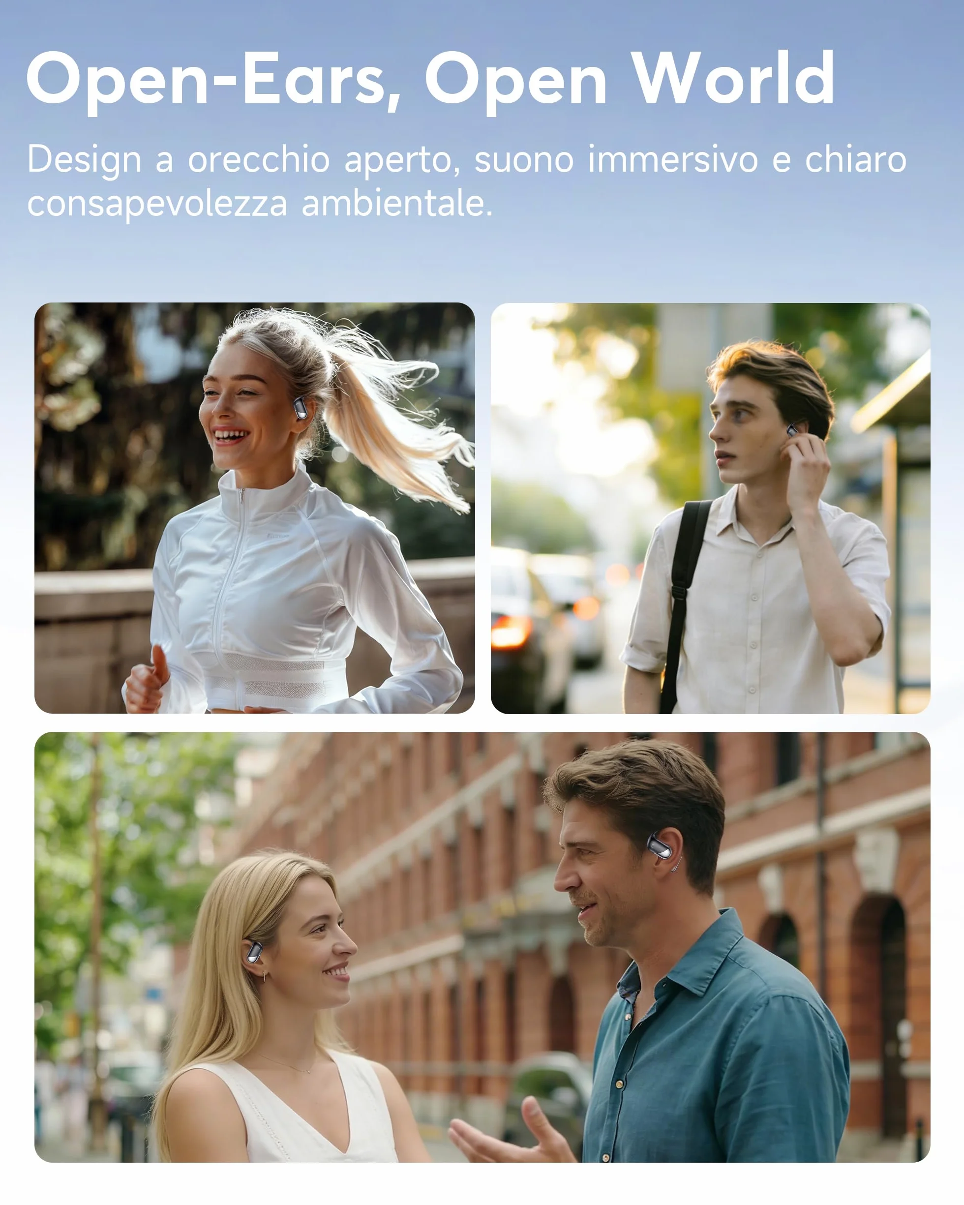 Cuffie Bluetooth Auricolari Bluetooth 6.1, 2026 Sport Cuffiette Wireless, Cuffie Open Ear 60 Ore di Riproduzione, Cuffie Senza Filo HiFi Stereo IP7 Impermeabili, Auricolare Bluetooth per iOS & Android