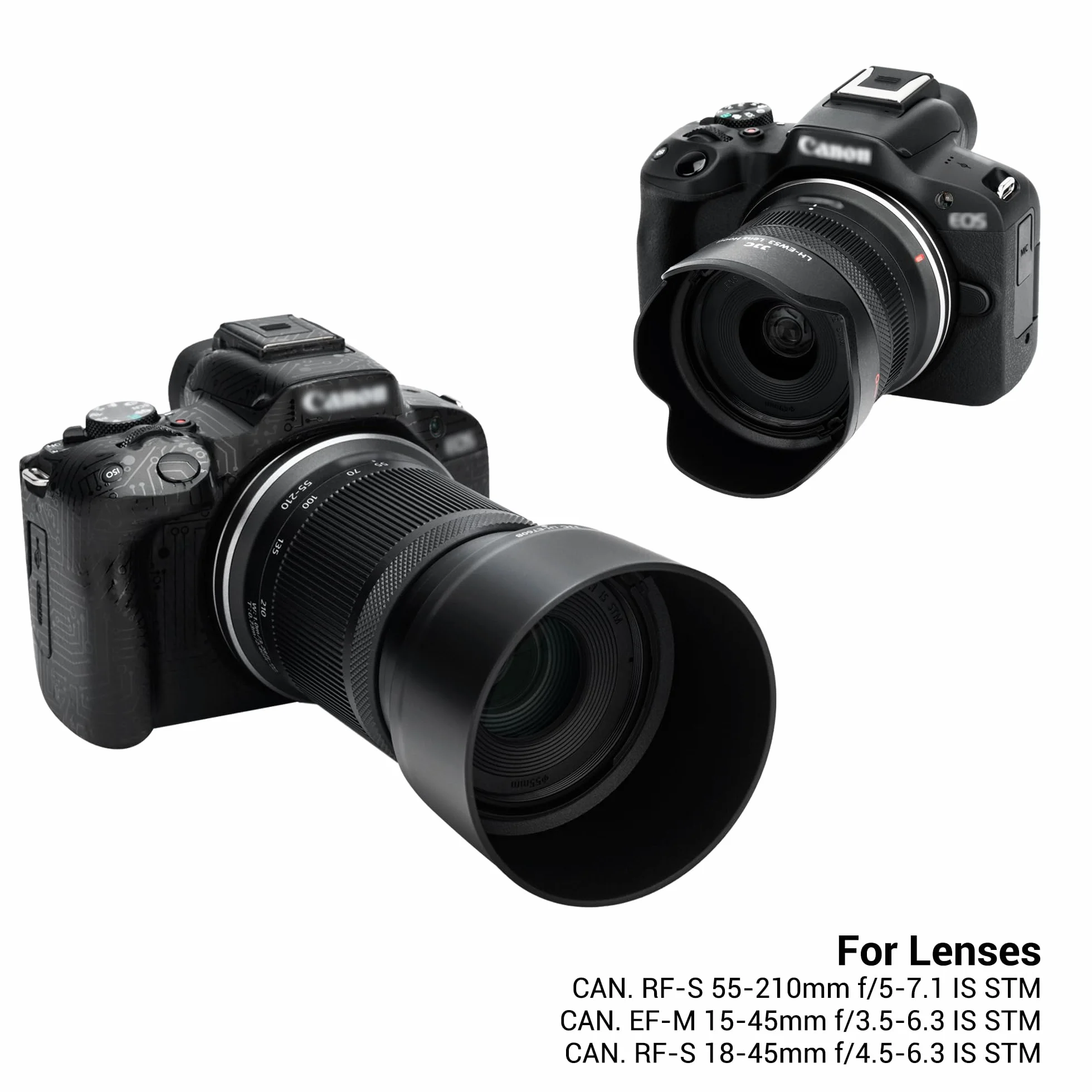 JJC Set di paraluce per Canon RF-S 55-210 mm F5-7.1 IS STM e Canon EF-M 15-45 mm f/3.5-6.3 IS STM e Canon RF-S 18-45 mm f/4.5-6.3 IS STM, sostituisce Canon ET-60B ed EW-53