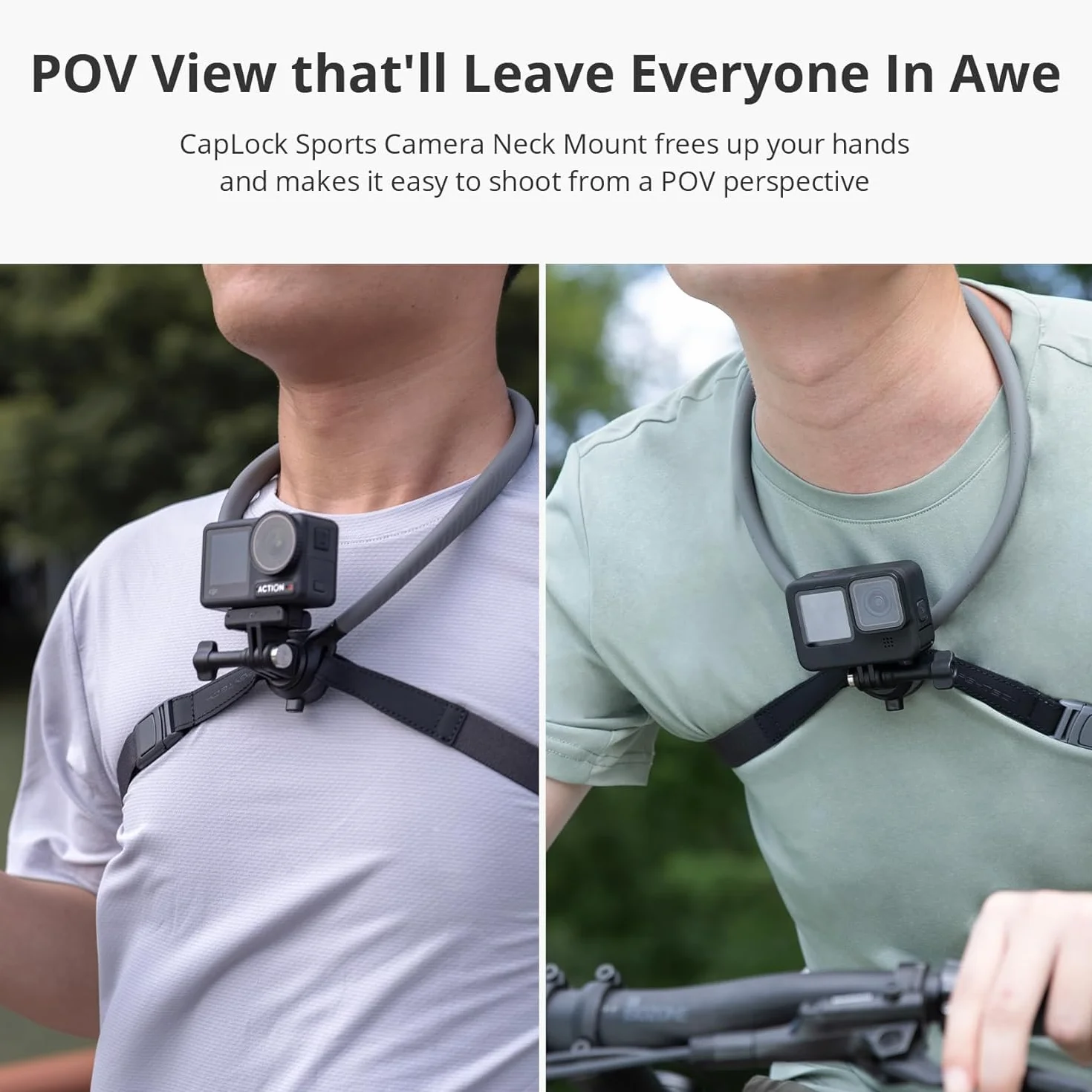 PGYTECH CapLock Supporto Collo Montaggio POV Fascia Vivavoce per DJI OSMO 360, Action 6/Pocket 3/4/4P, per GoPro Hero 13/12, Collana Lanyard per Insta360 Ace Pro 2, Accessorio ActionCam